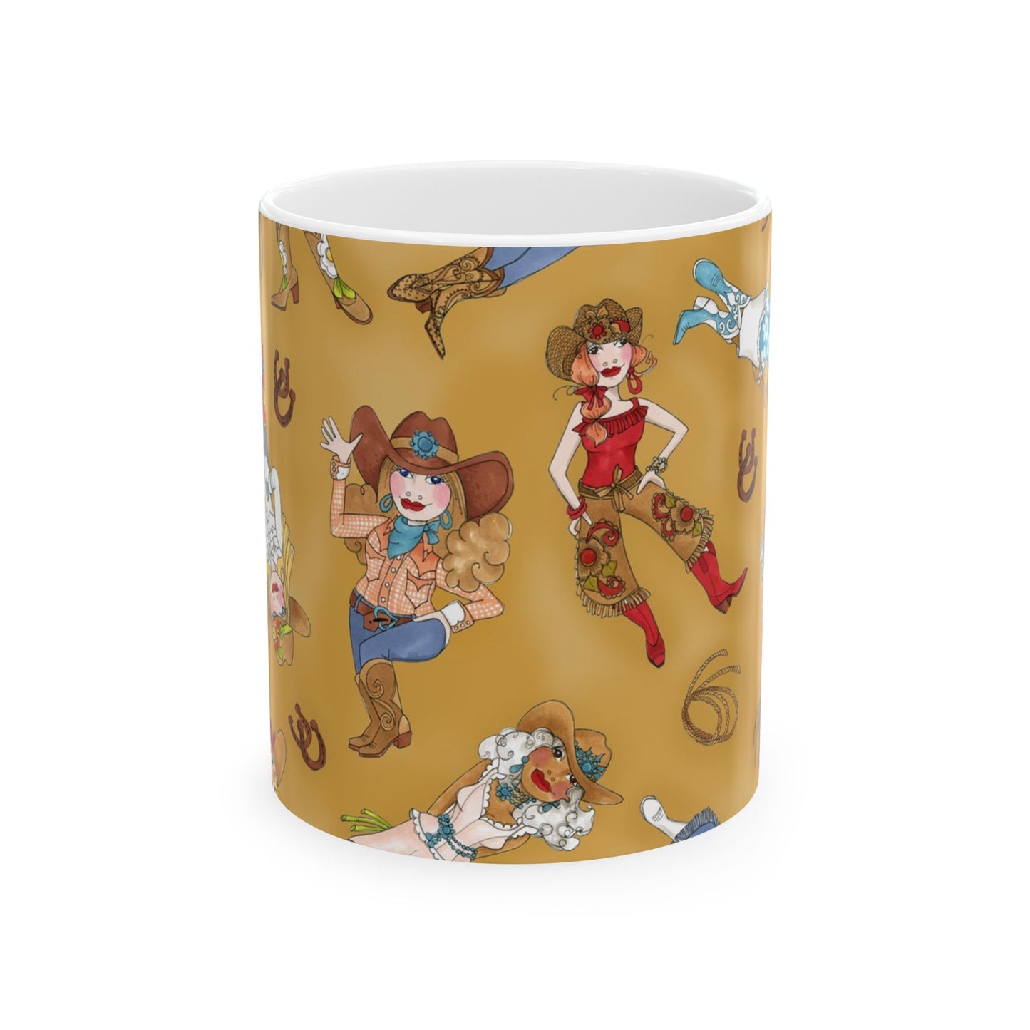 Tossed Cowgirls Tan Cup