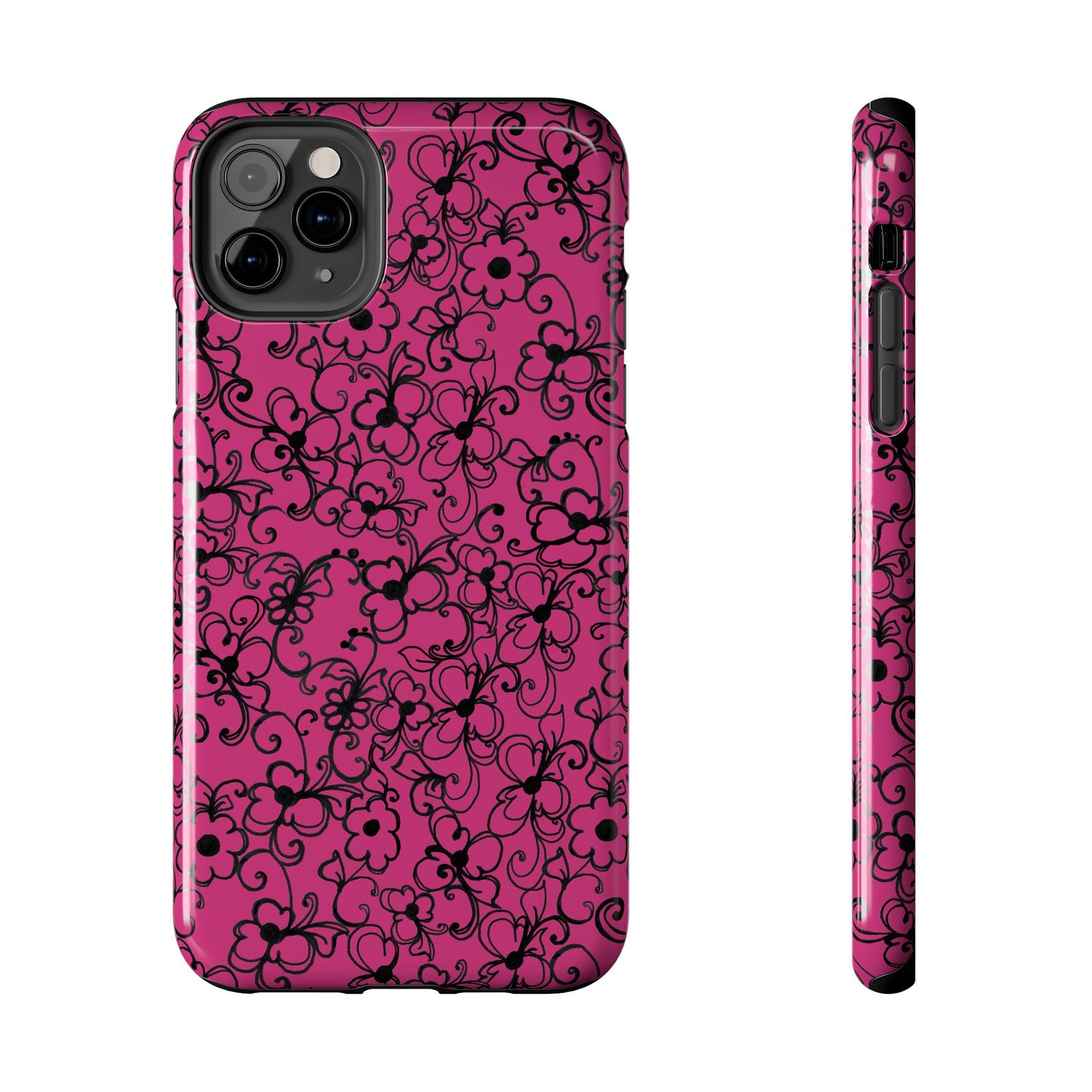 Daisy Jungle Pink / Black Phone Case