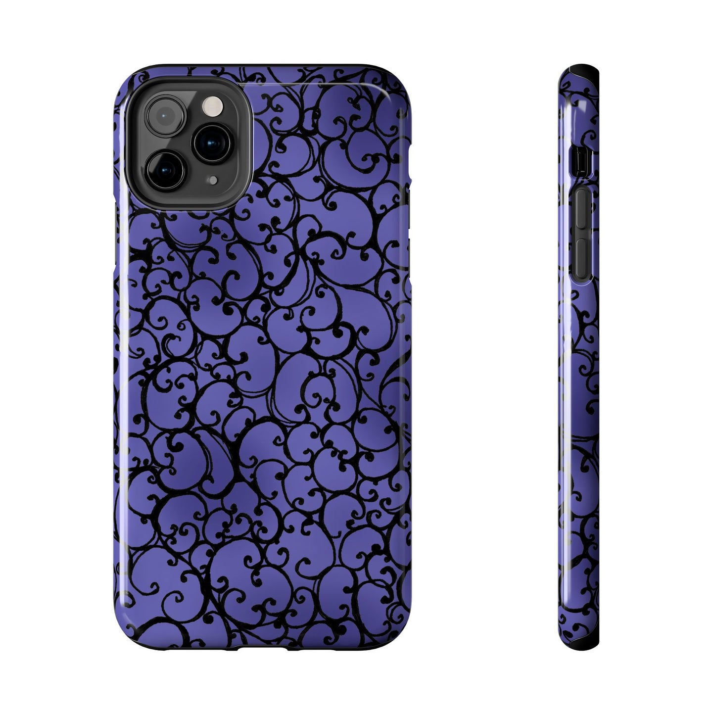 Scrollie Violet / Black Phone Case