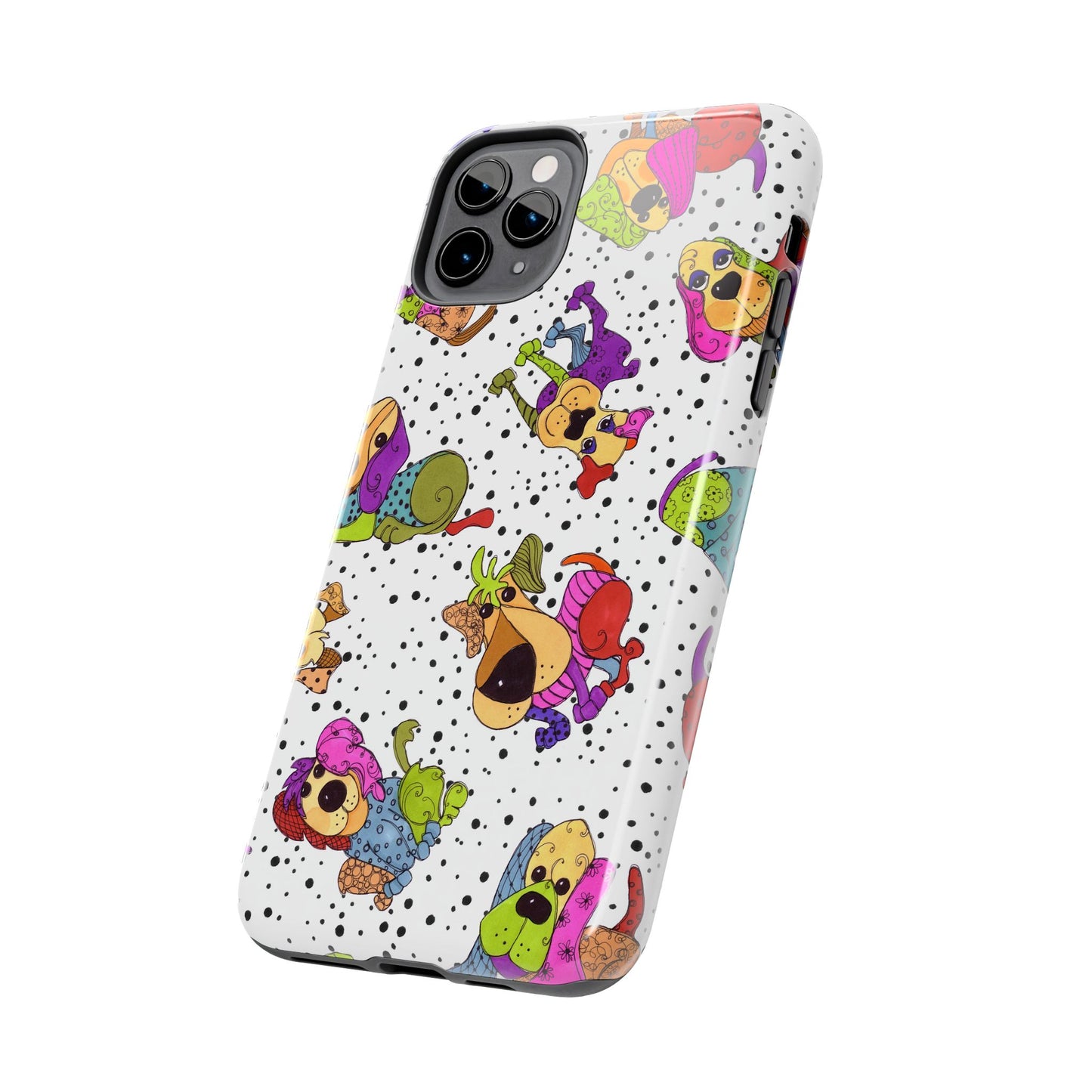 Tossed Happy Dogs White Phone Case