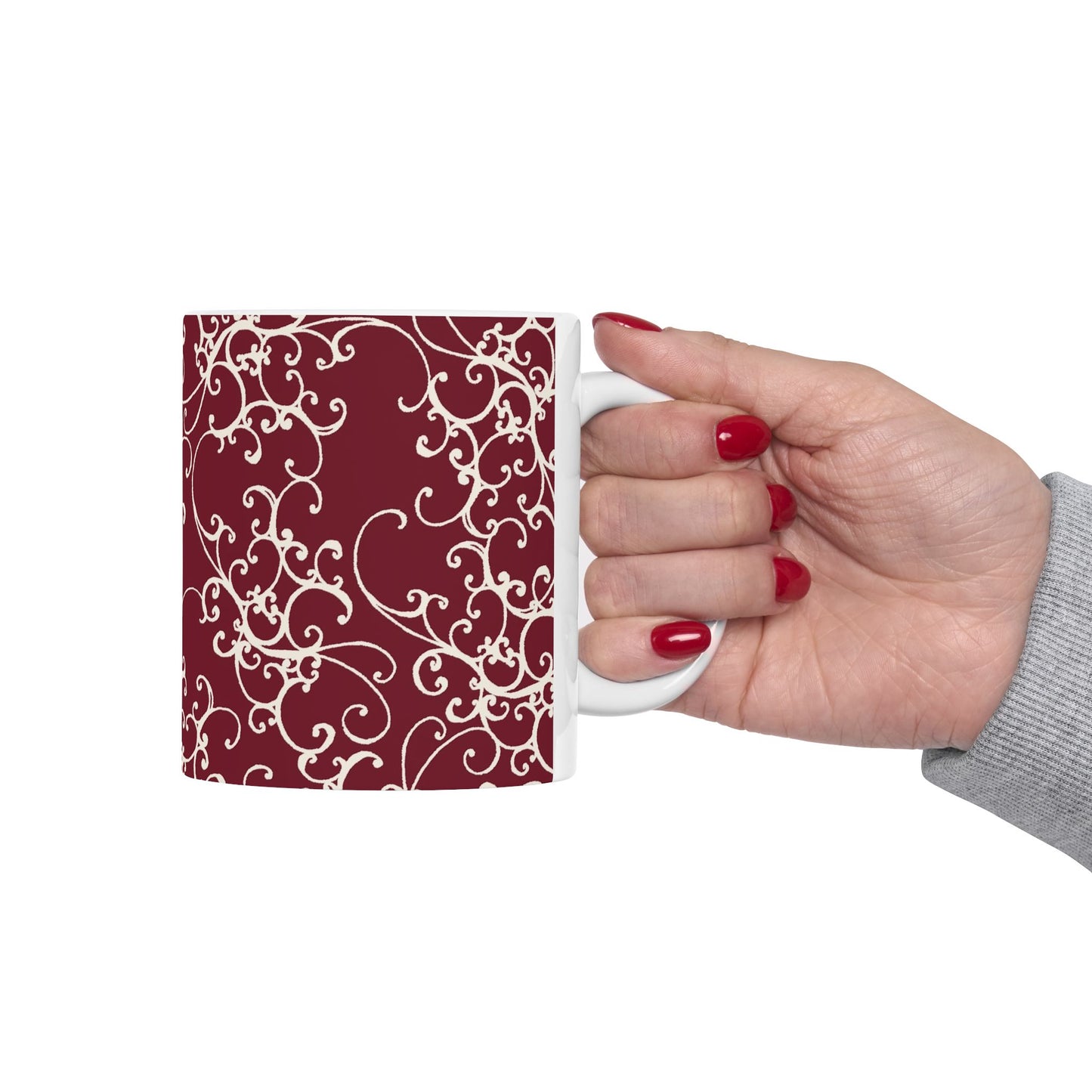 Elegant Scroll Red / Ivory Cup