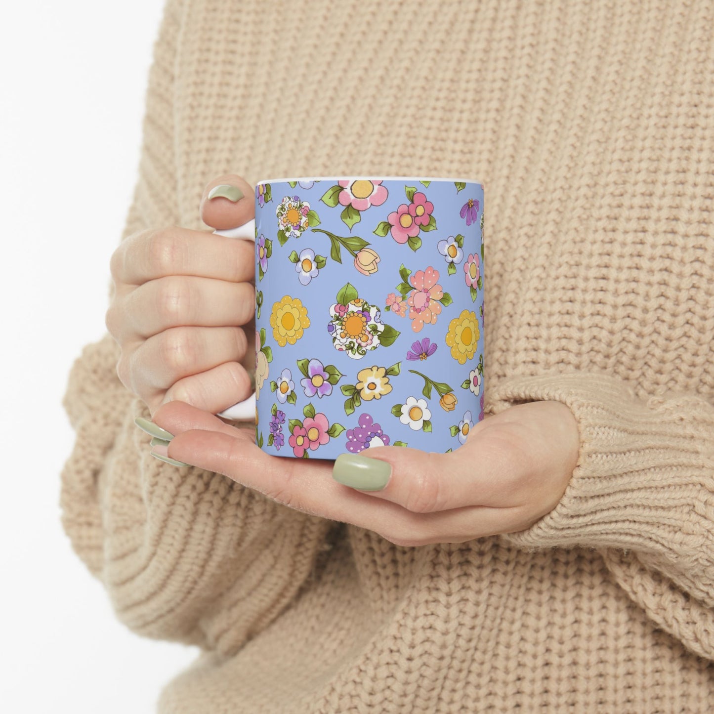 Flowery Blue Cup