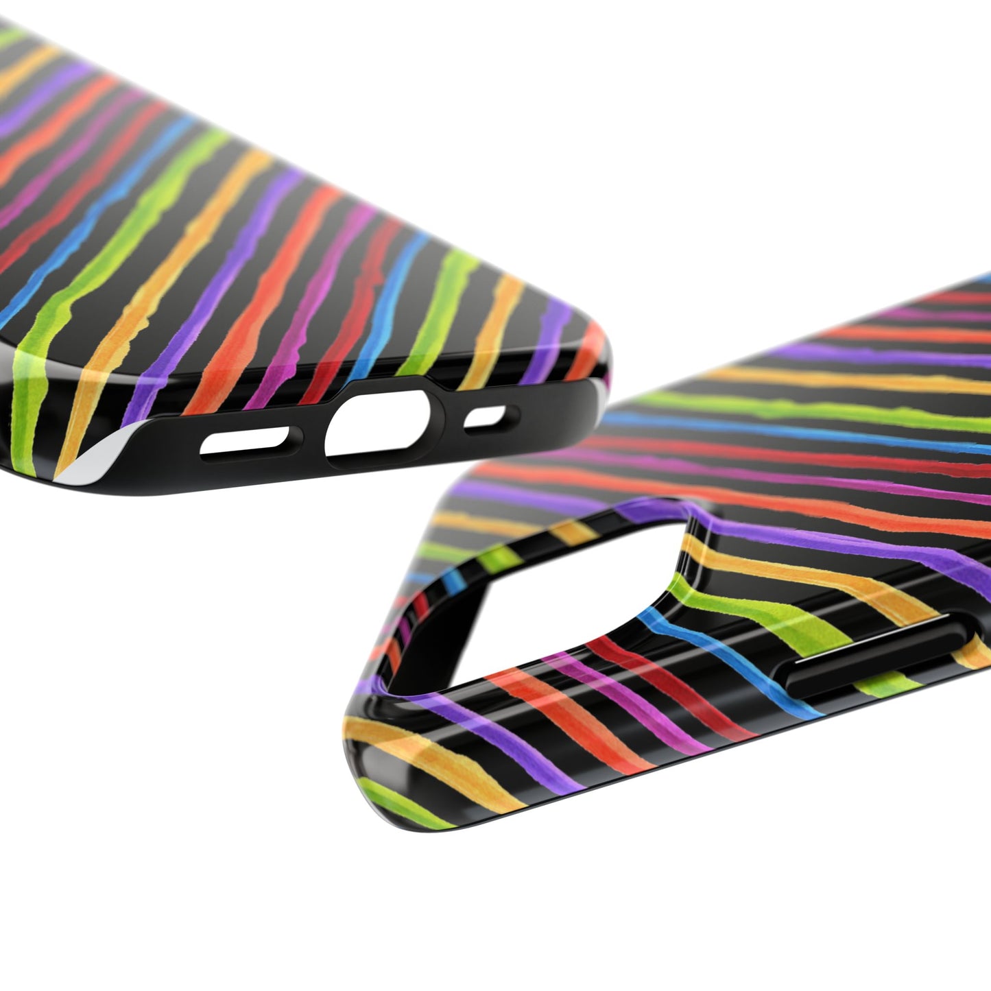 Quirky Bias Stripe Black Phone Case