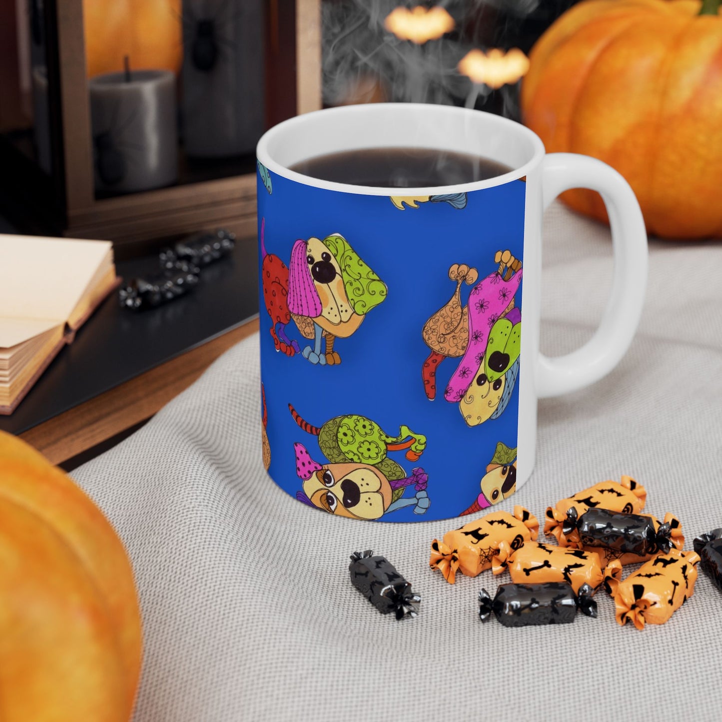 Tossed Happy Dogs Blue Cup