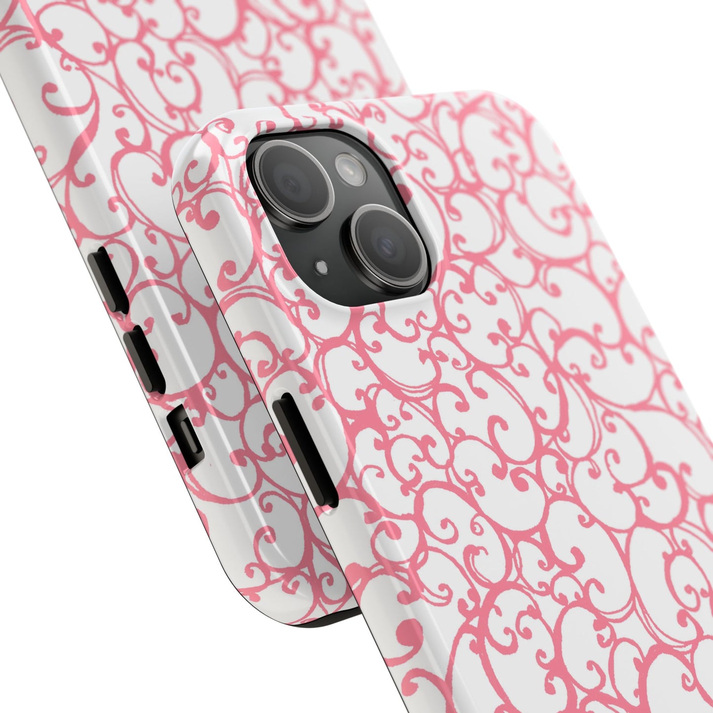 Scrollie White / Pink Phone Case