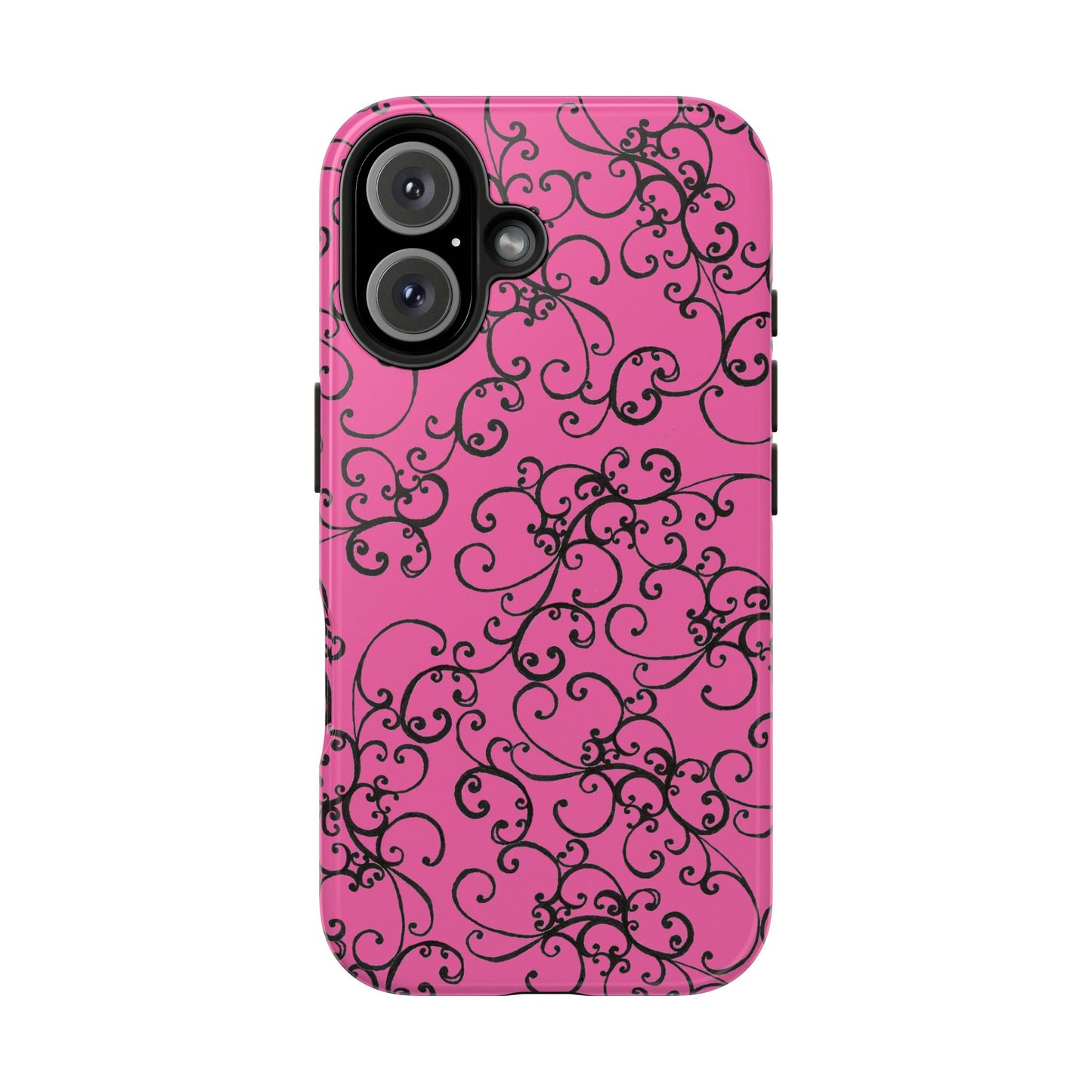 Elegant Scroll Pink / Black Phone Case