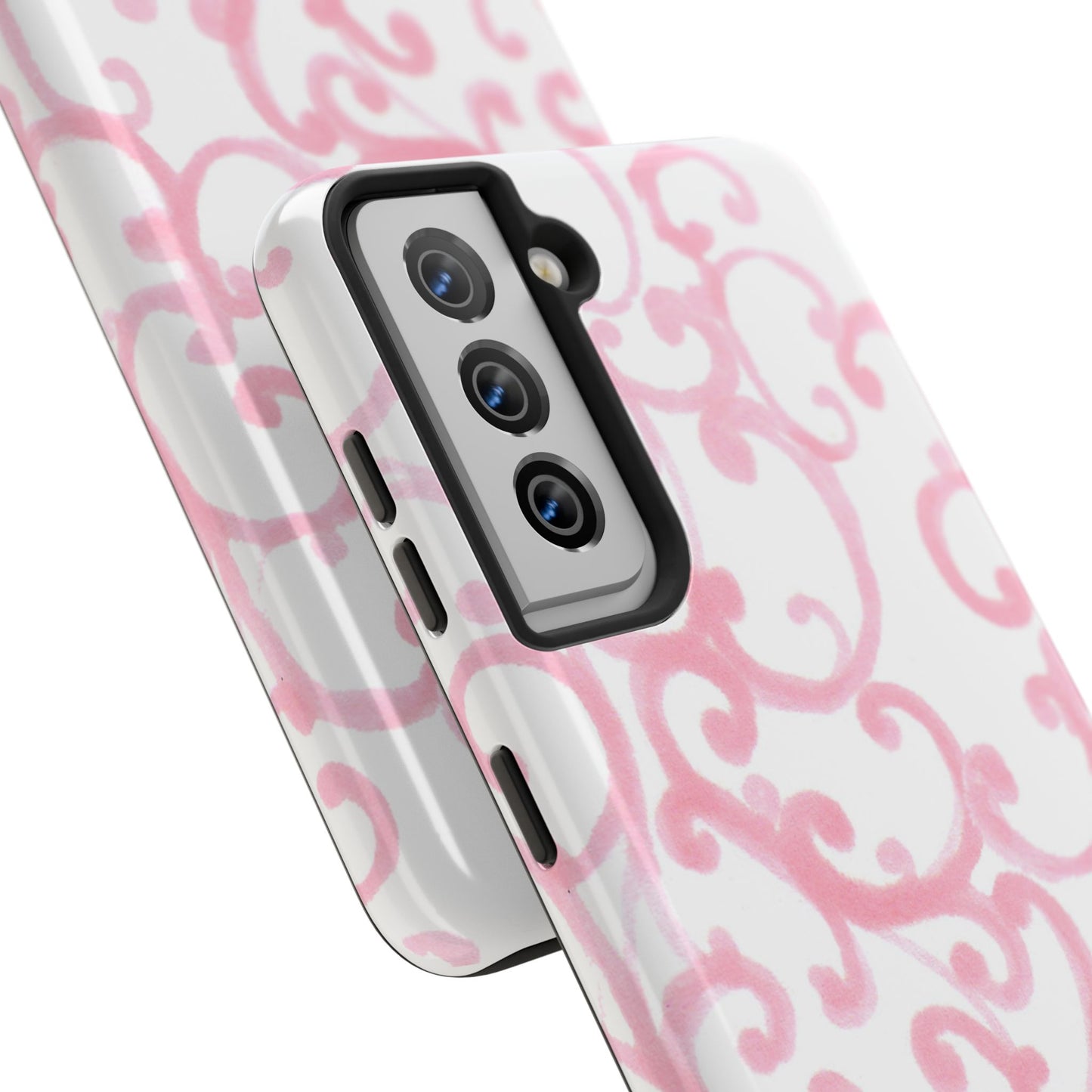 Scrollie White / Pink Phone Case