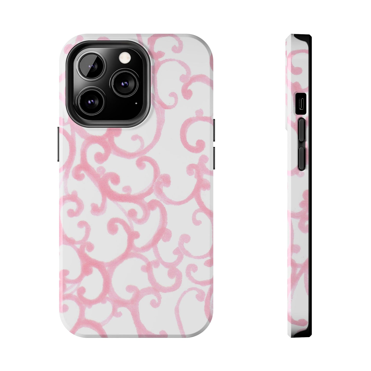 Scrollie White / Pink Phone Case