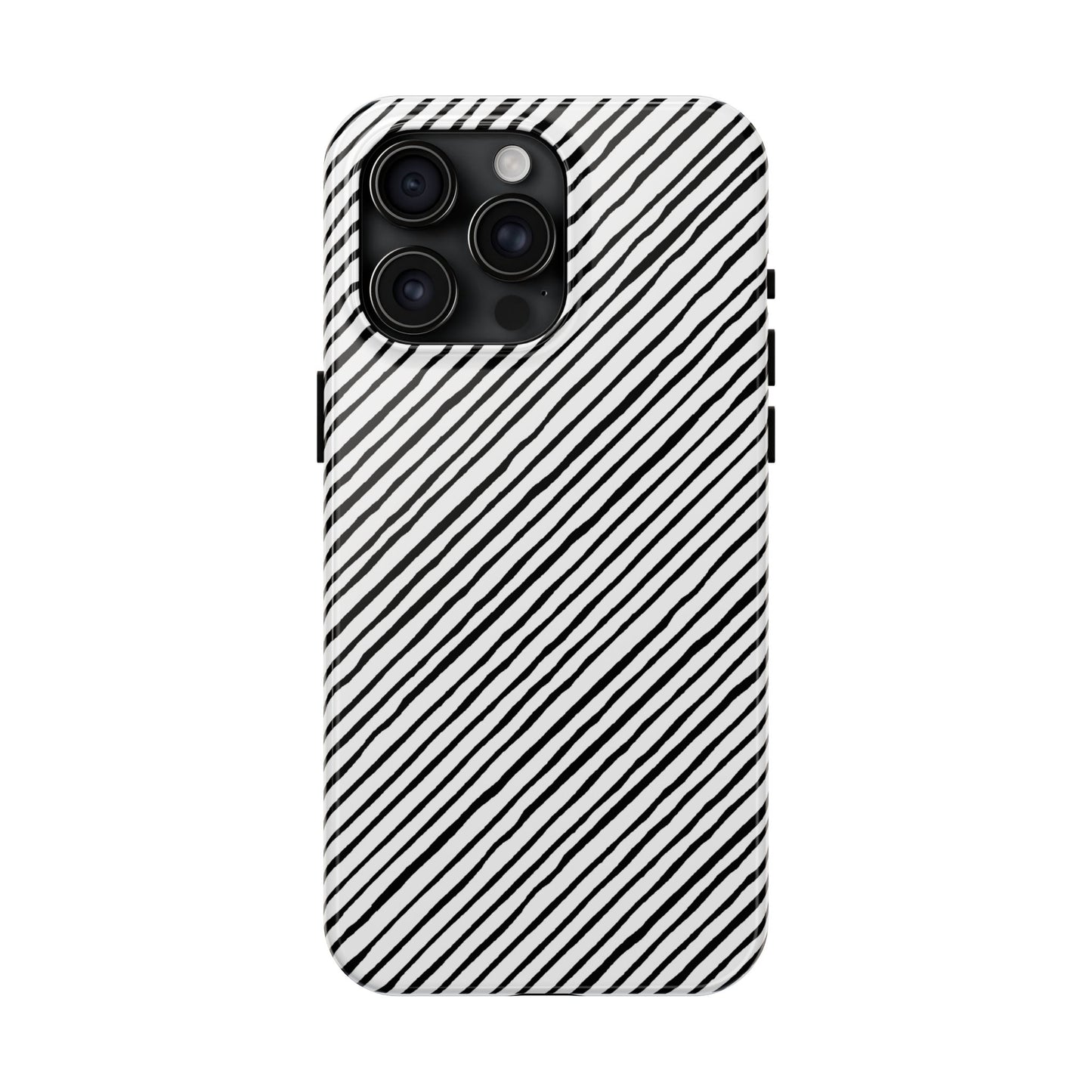 Quirky Bias Stripe White / Black Phone Case