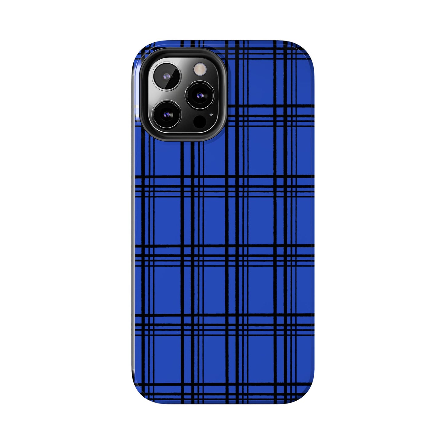 Glad Plaid Blue / Black Phone Case