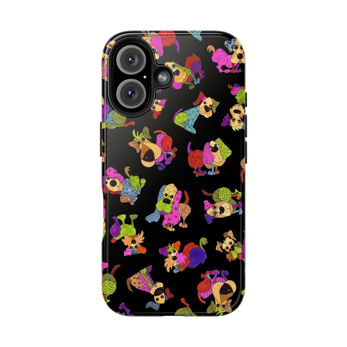 Tossed Happy Dogs Black Phone Case