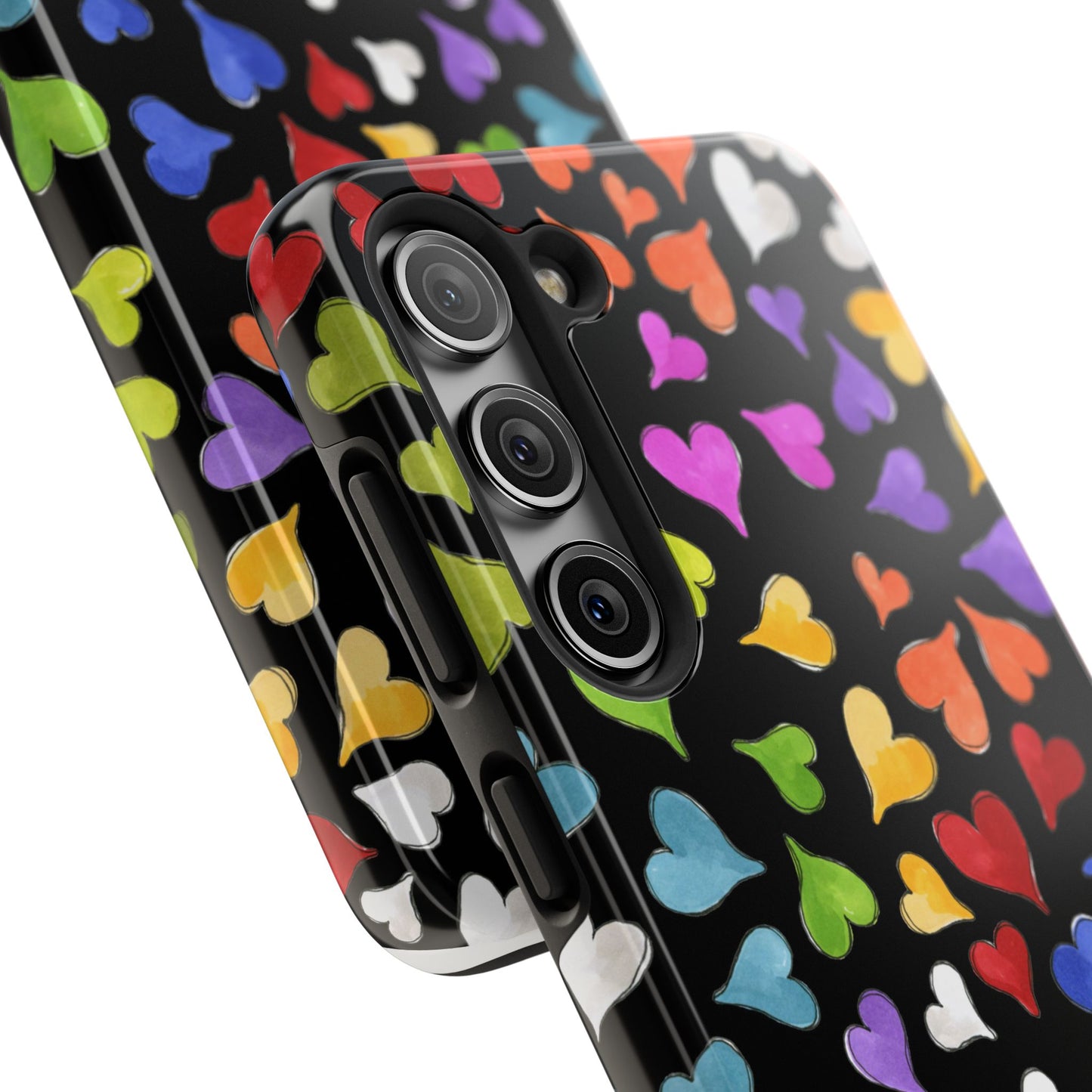 Happy Hearts Black Phone Case