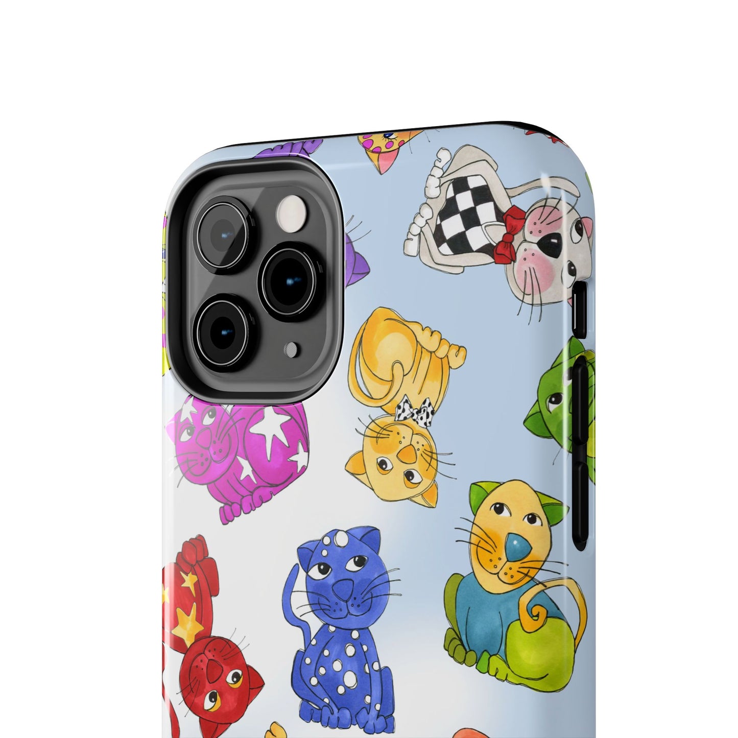 Tossed Happy Cats Blue Sky Phone Case