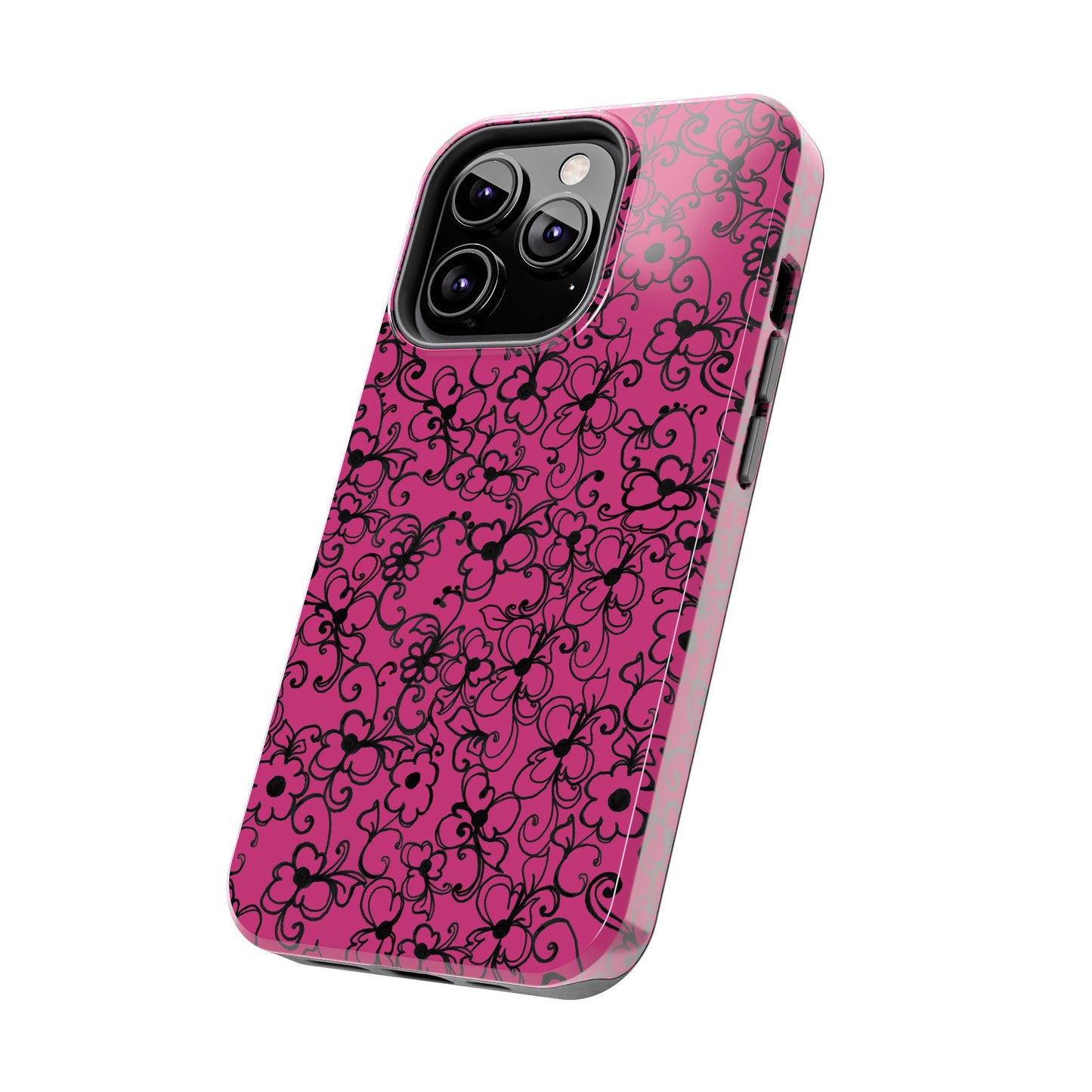 Daisy Jungle Pink / Black Phone Case