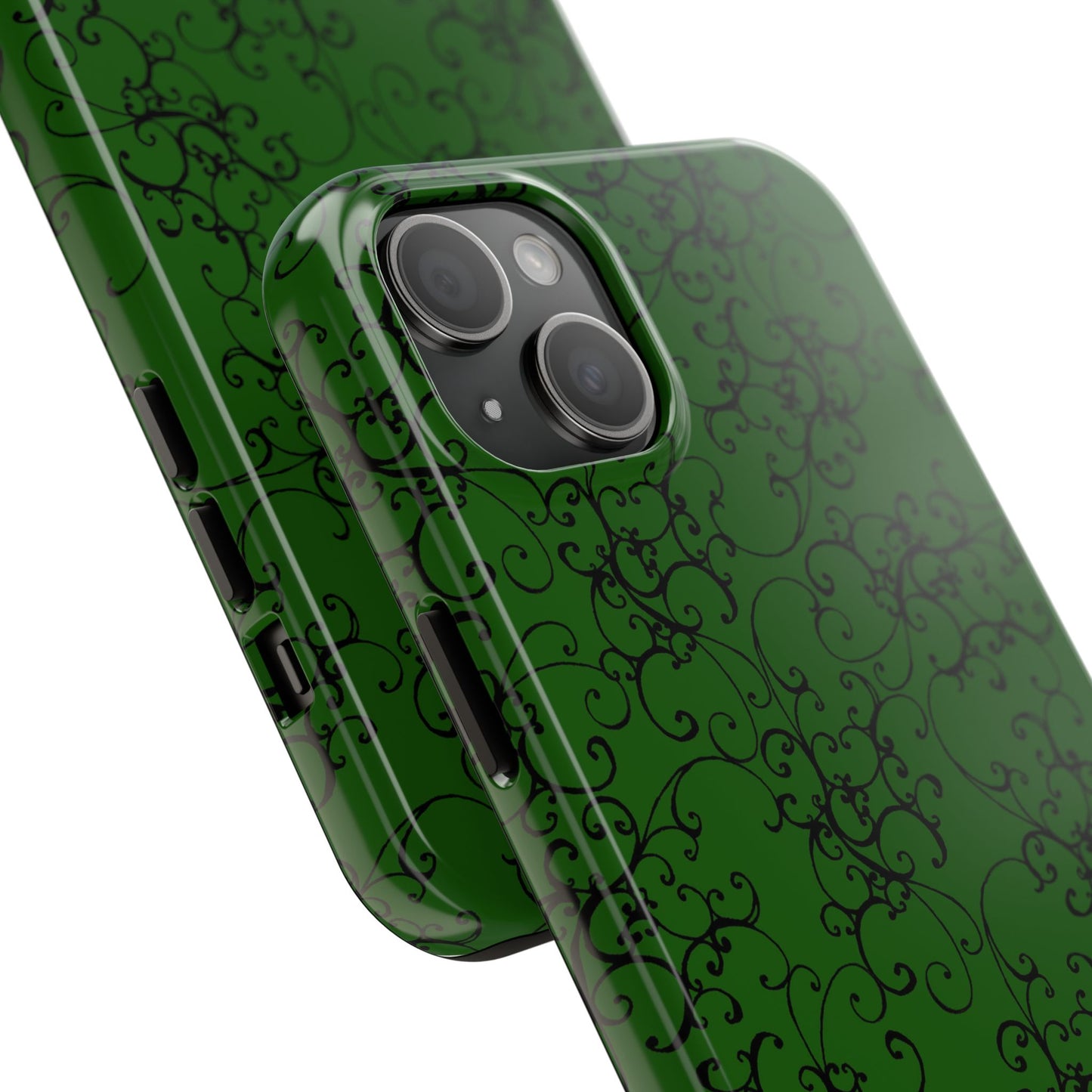 Elegant Scroll Dark Green / Black Phone Case
