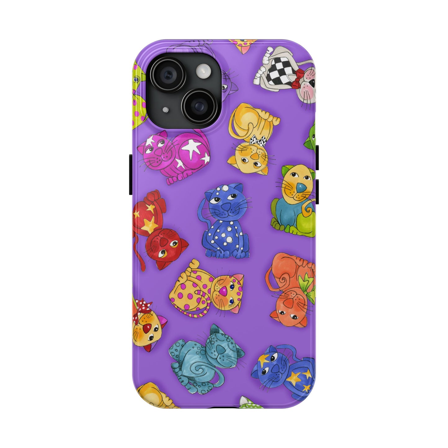 Tossed Happy Cats Purple Phone Case