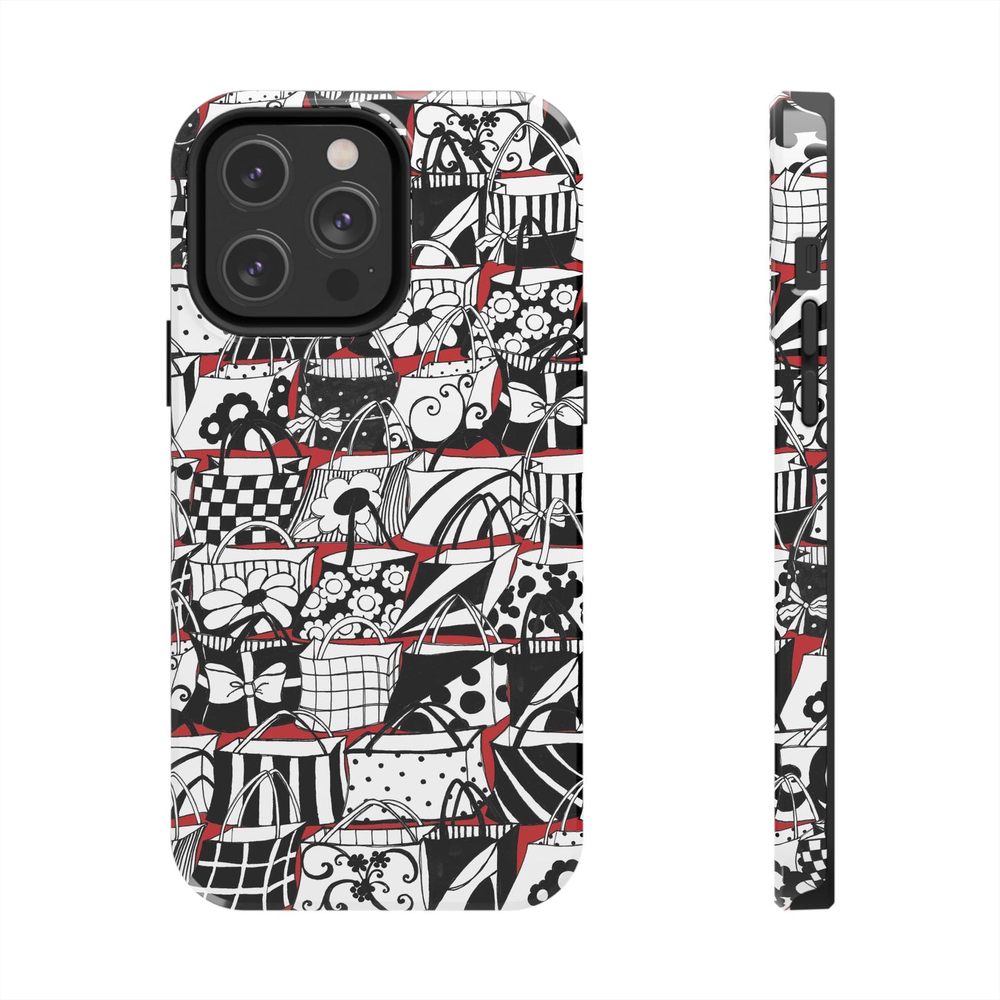 Totally Black, White & Red Phone Case