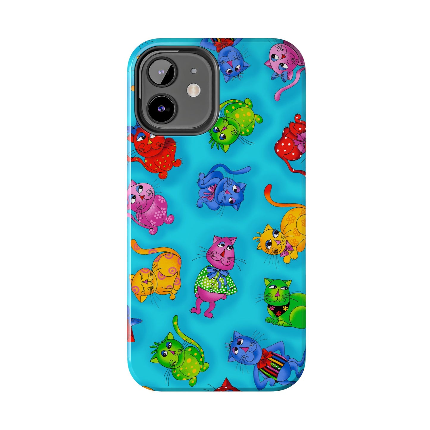Tossed Cool Cats Turquoise Phone Case