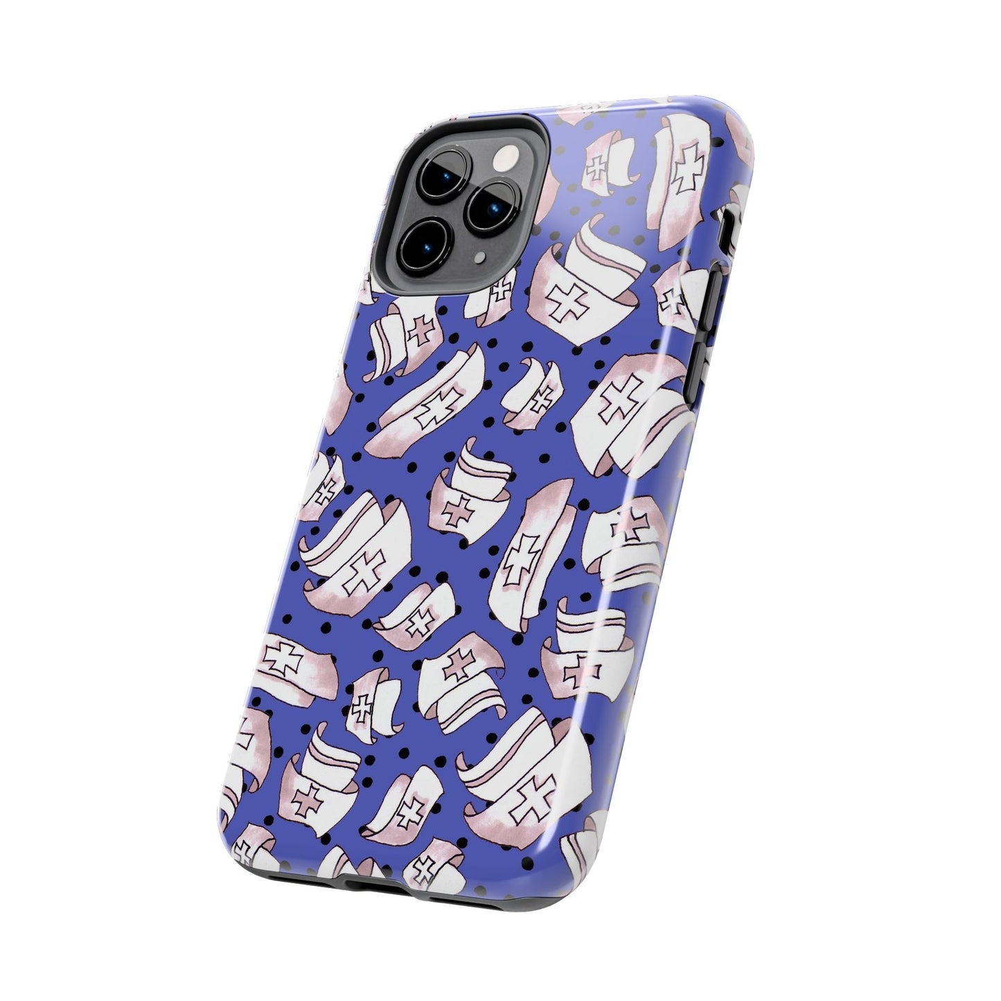 Med Hats Blue / Black Phone Case