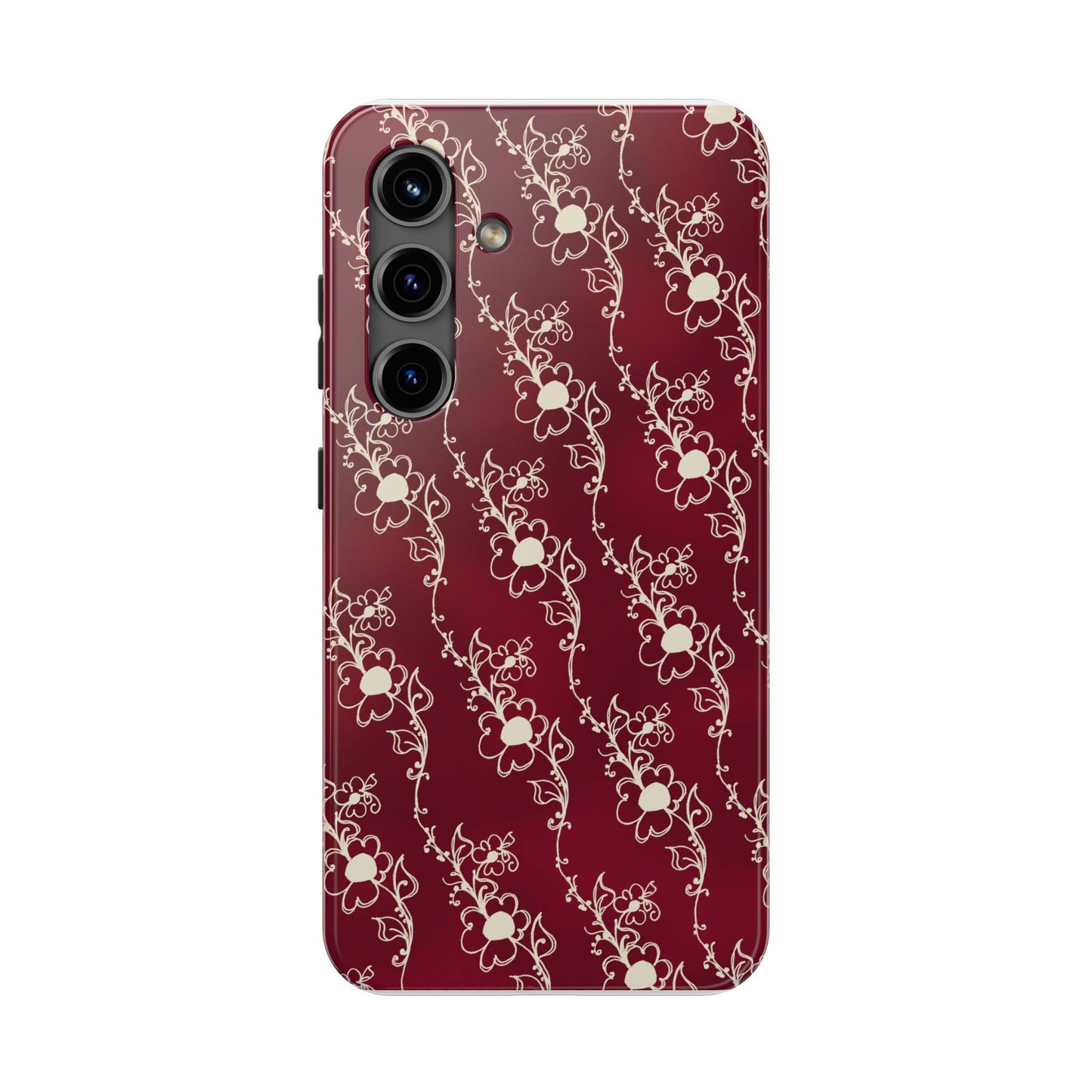 Diagonal Daisies Red / Ivory Phone Case