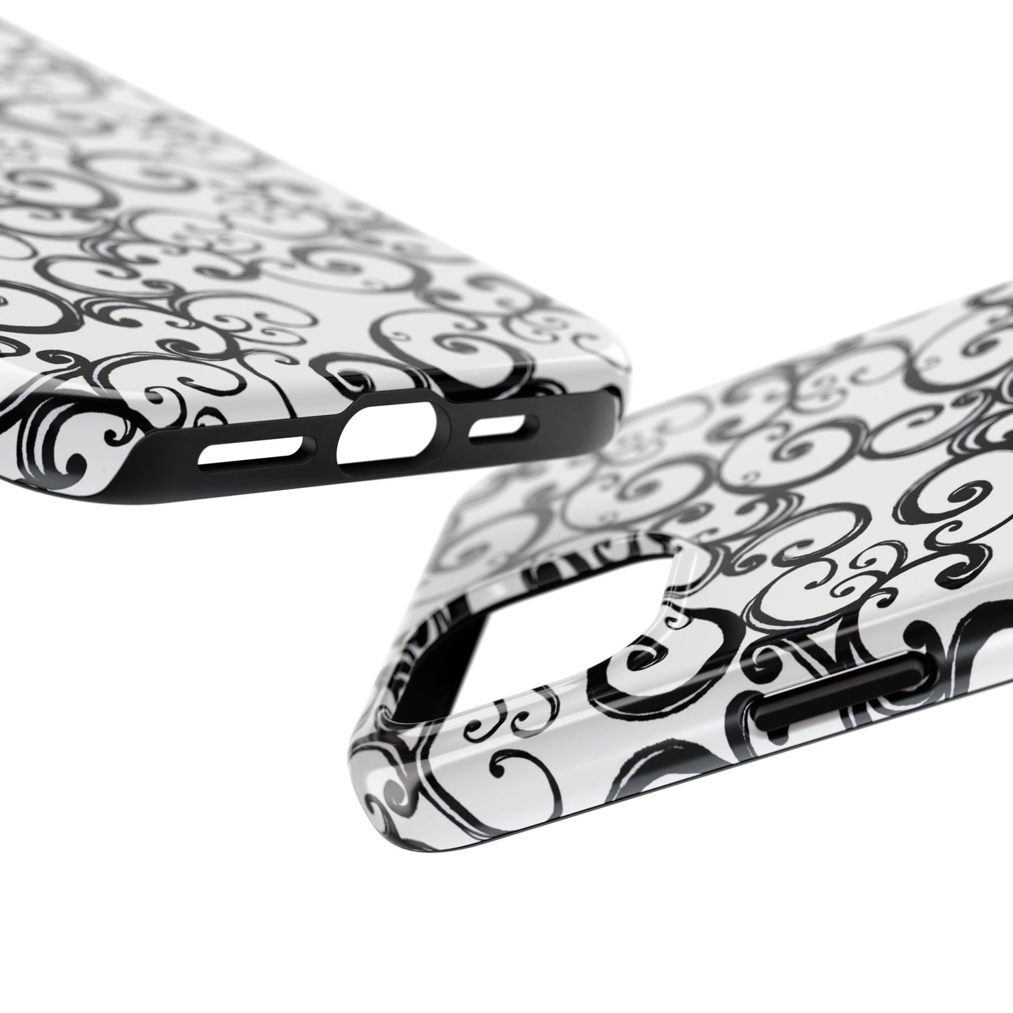 Curls White / Black Phone Case