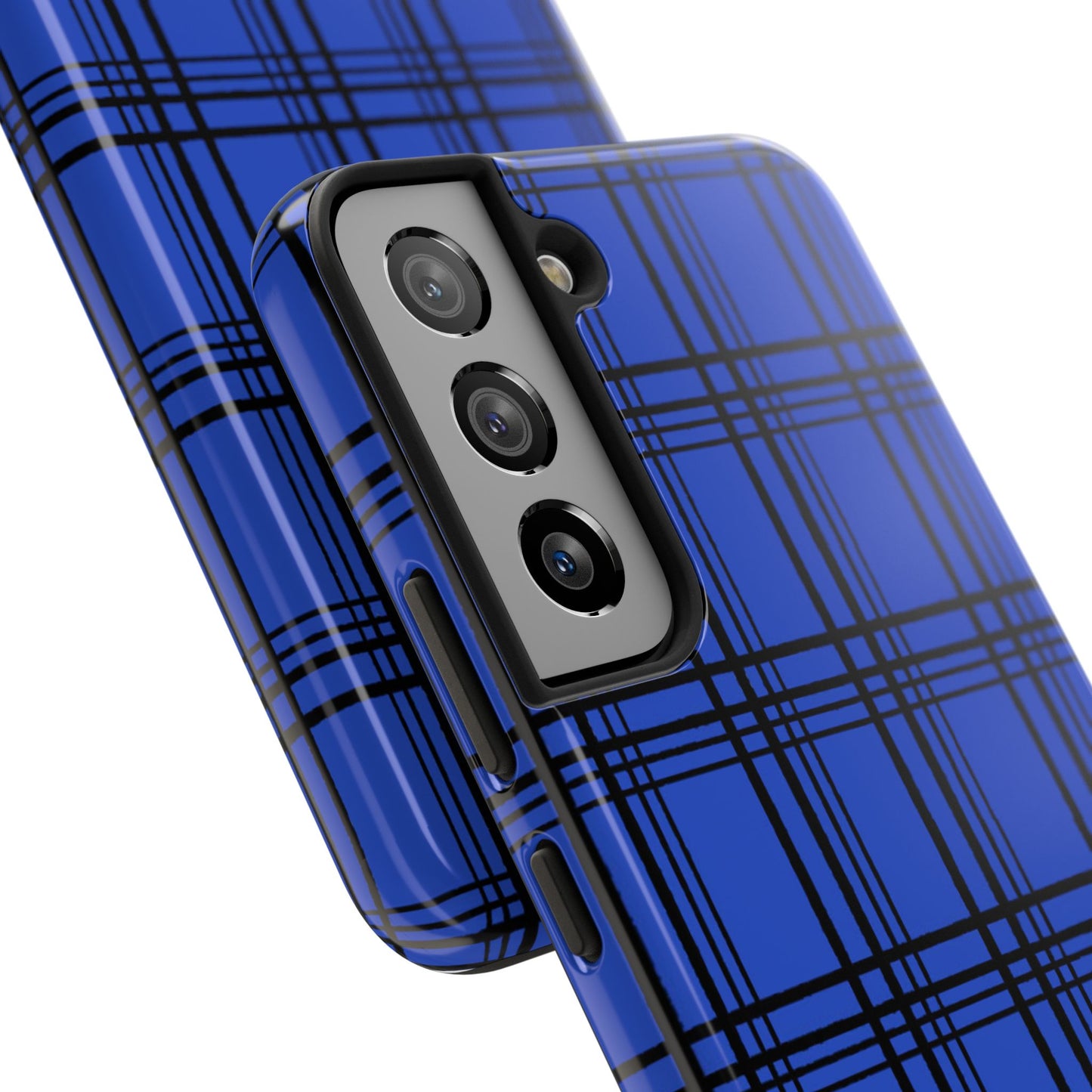 Glad Plaid Blue / Black Phone Case