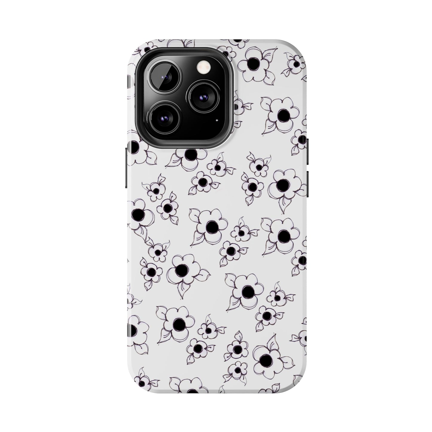 Daisy Cluster White / Black Phone Case