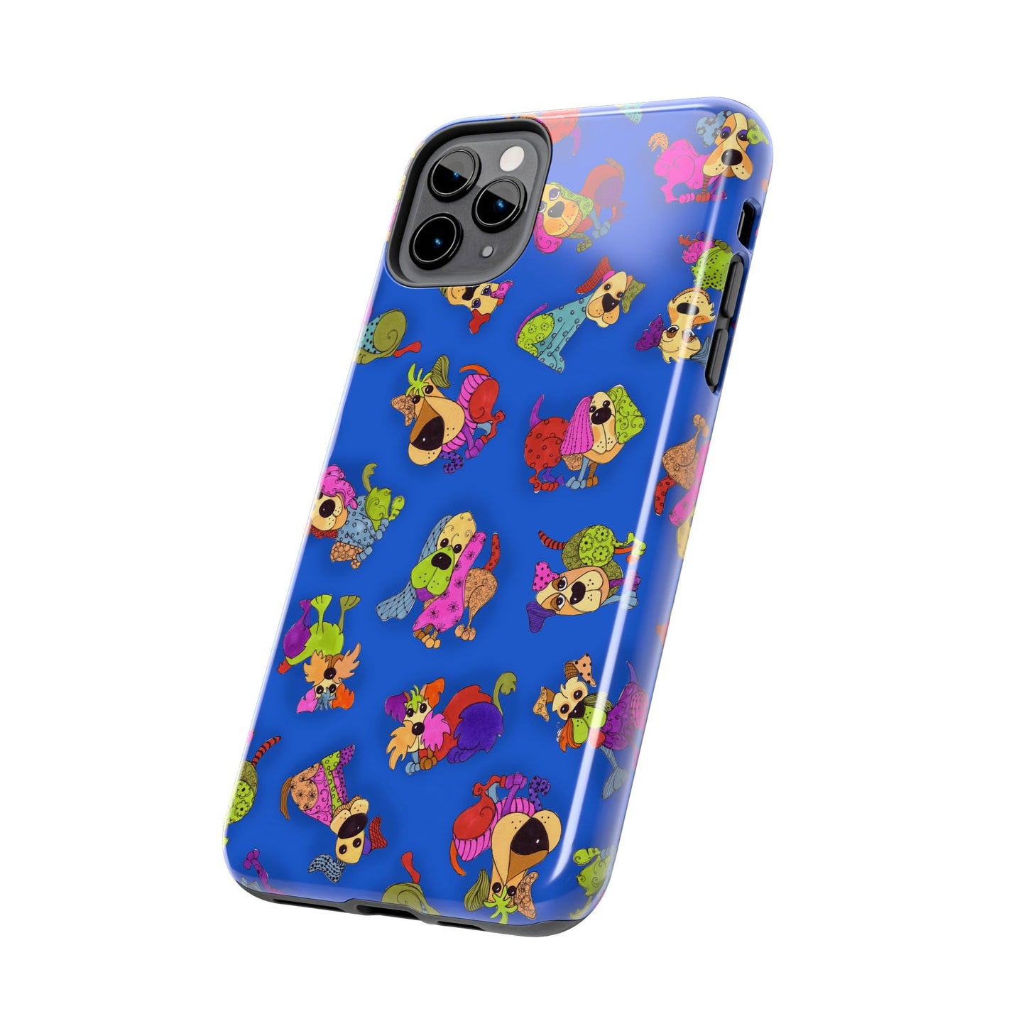 Tossed Happy Dogs Blue Phone Case
