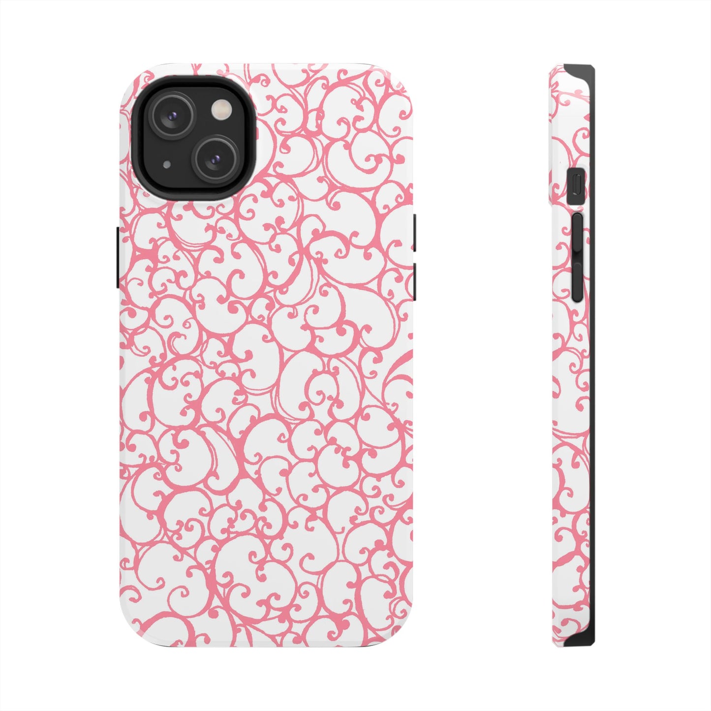 Scrollie White / Pink Phone Case