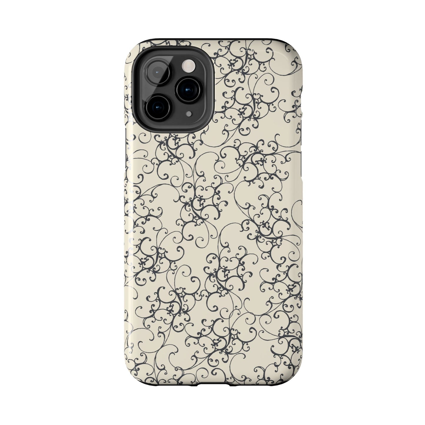 Elegant Scroll Ivory / Black Phone Case