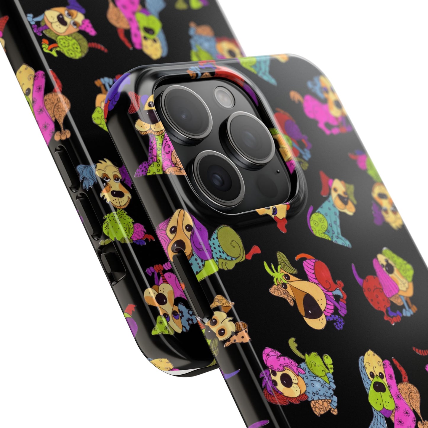 Tossed Happy Dogs Black Phone Case