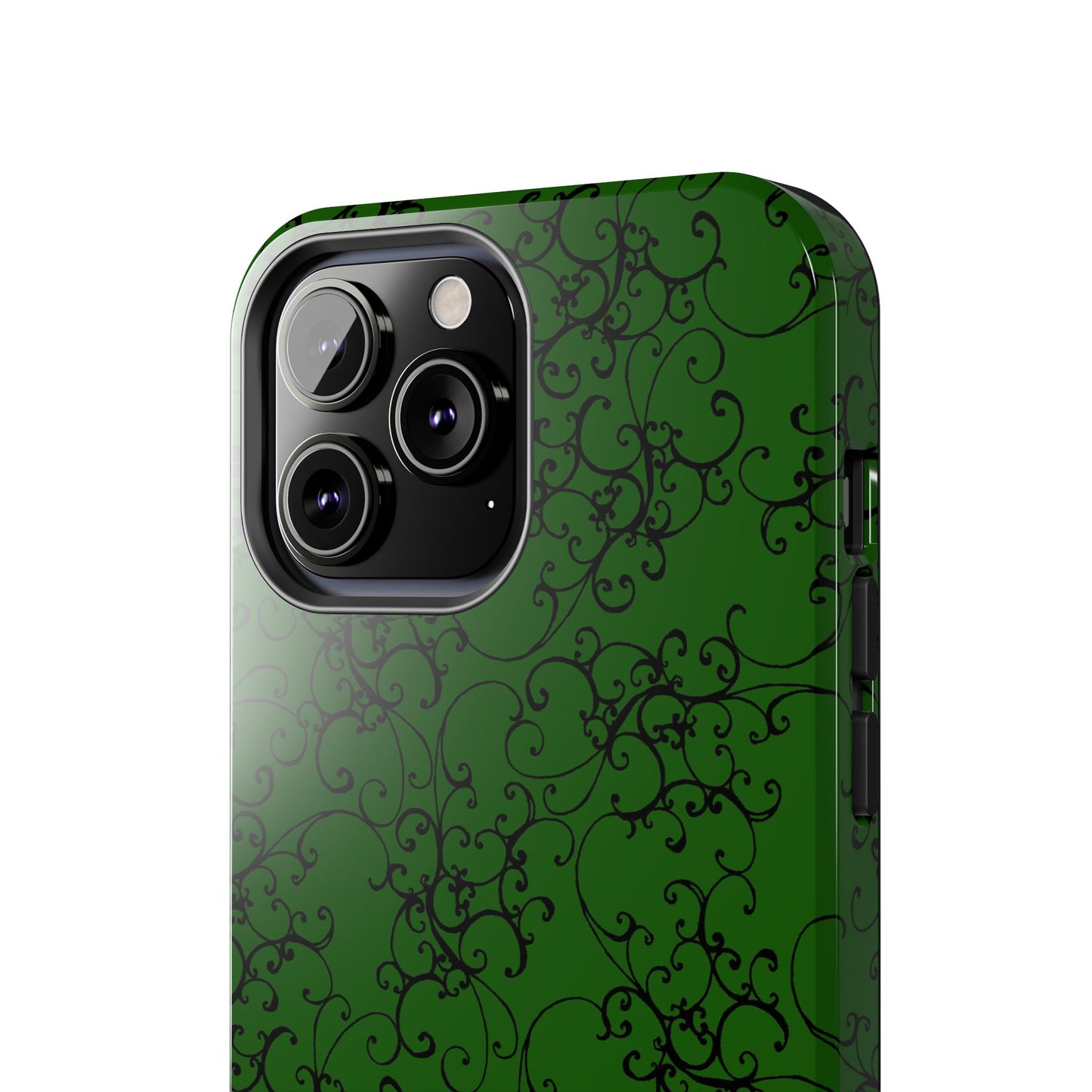 Elegant Scroll Dark Green / Black Phone Case