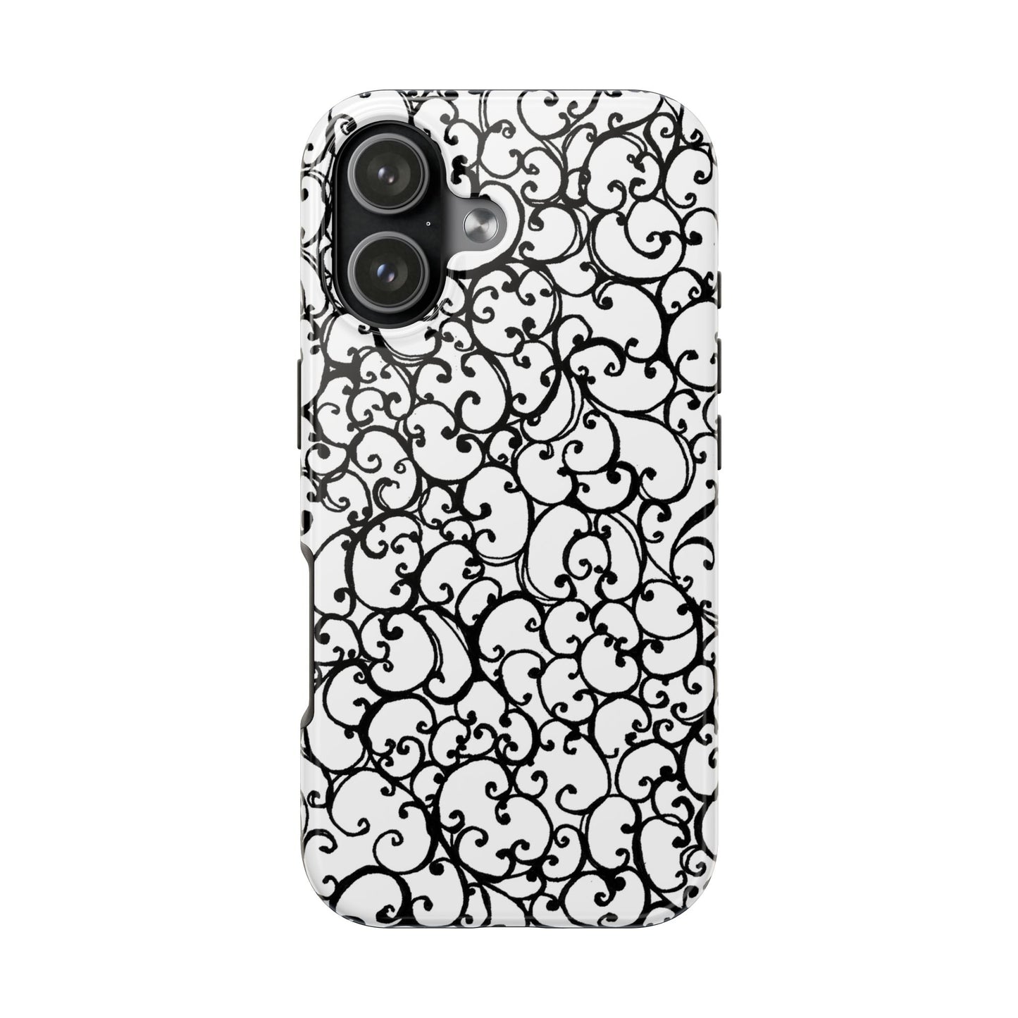 Scrollie White / Black Phone Case