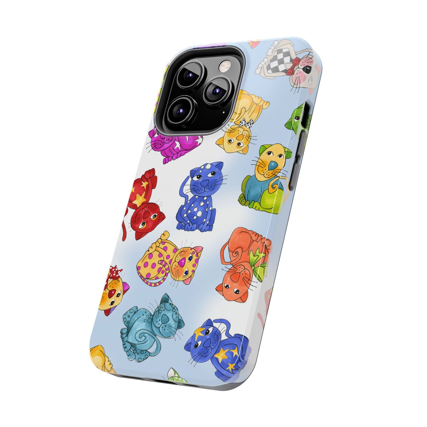 Tossed Happy Cats Blue Sky Phone Case