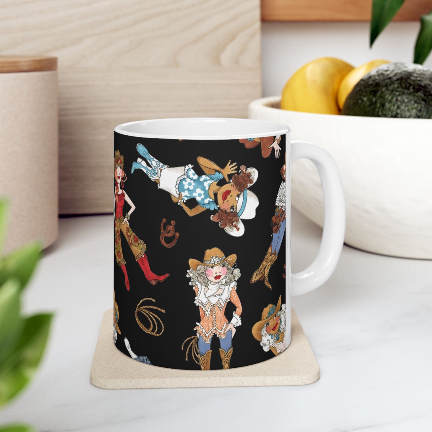 Tossed Cowgirls Black Cup