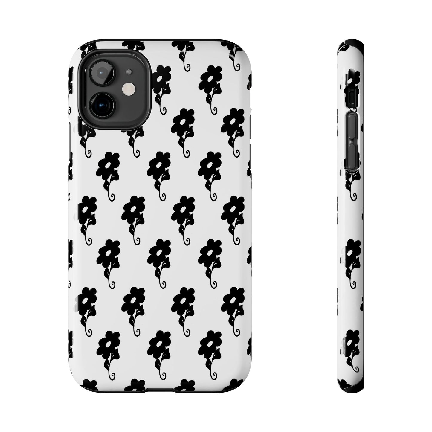 Flowers White / Black Phone Case