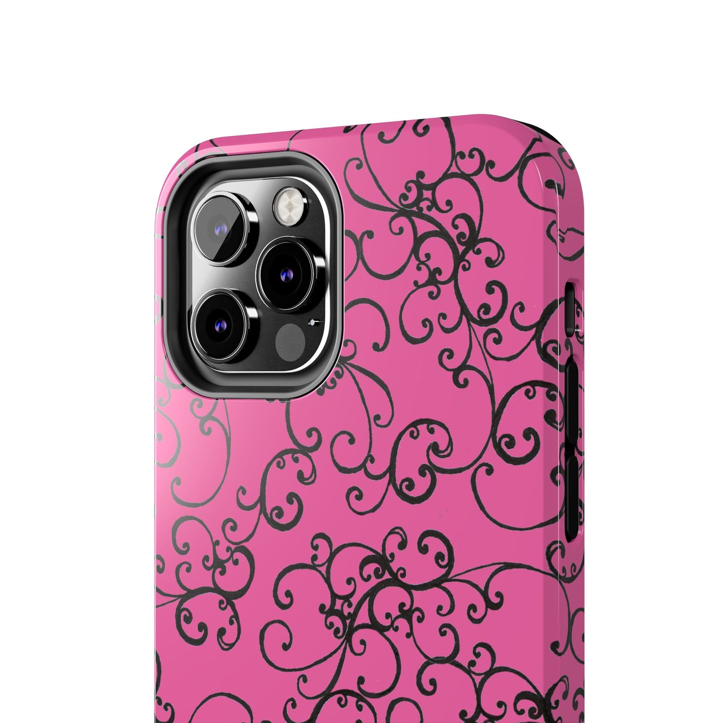Elegant Scroll Pink / Black Phone Case