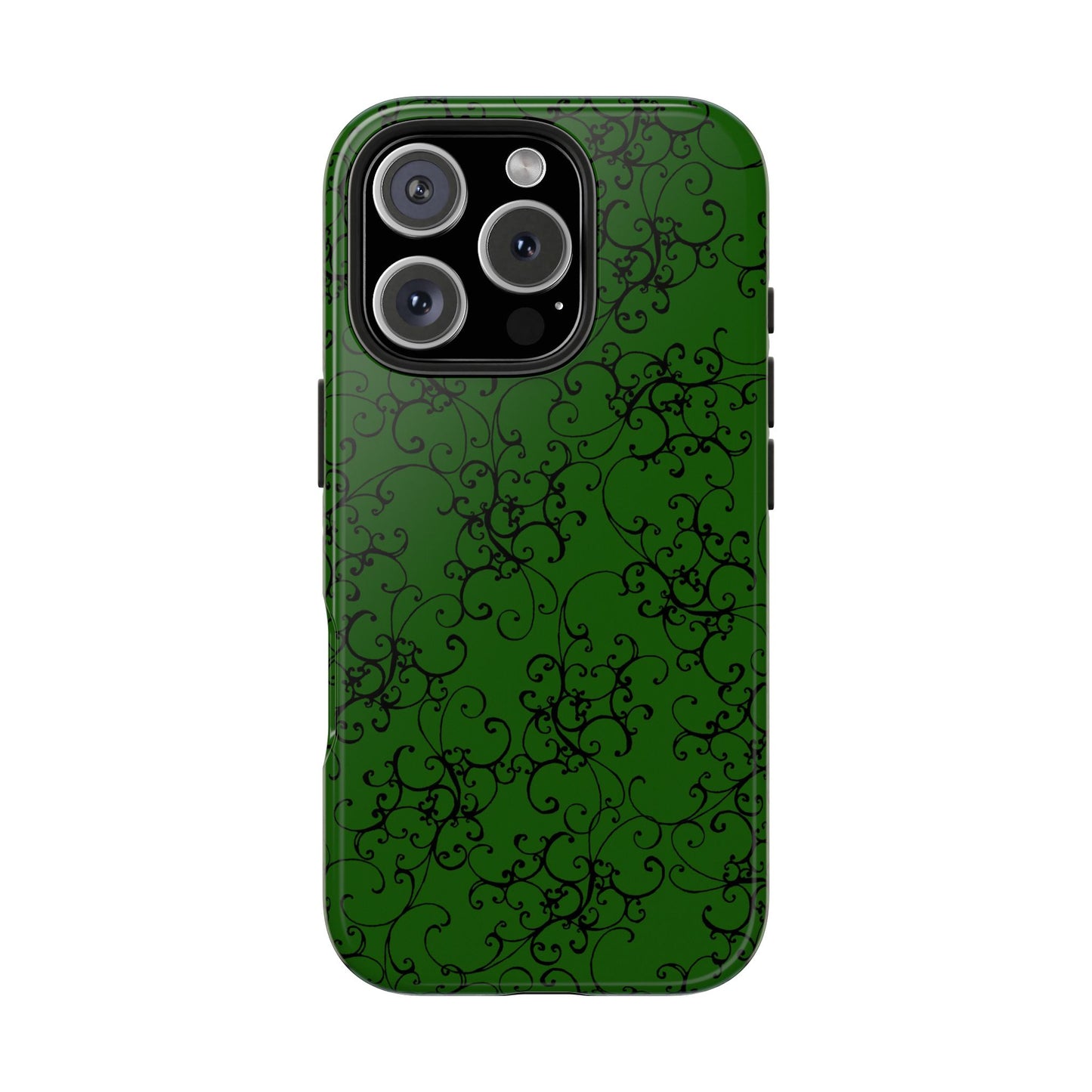 Elegant Scroll Dark Green / Black Phone Case
