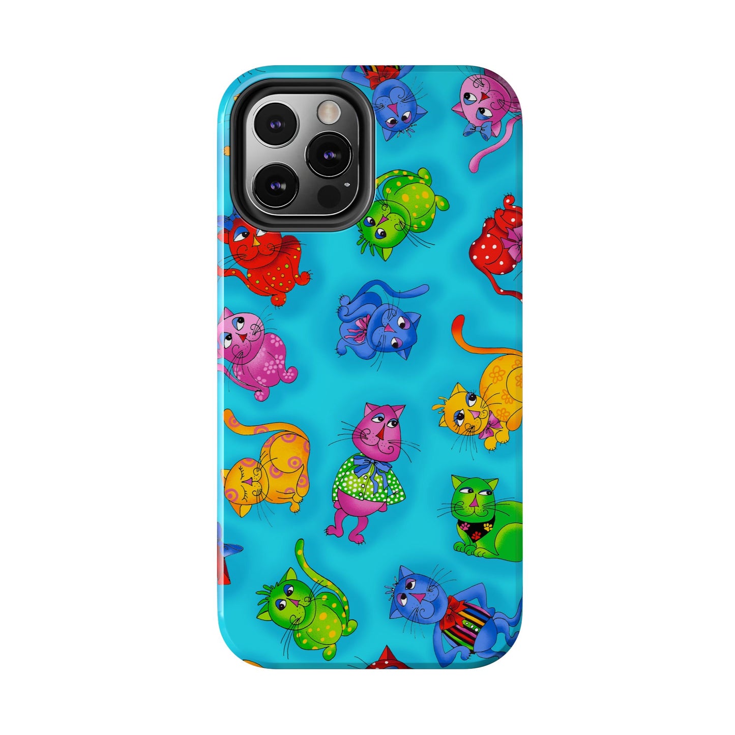 Tossed Cool Cats Turquoise Phone Case
