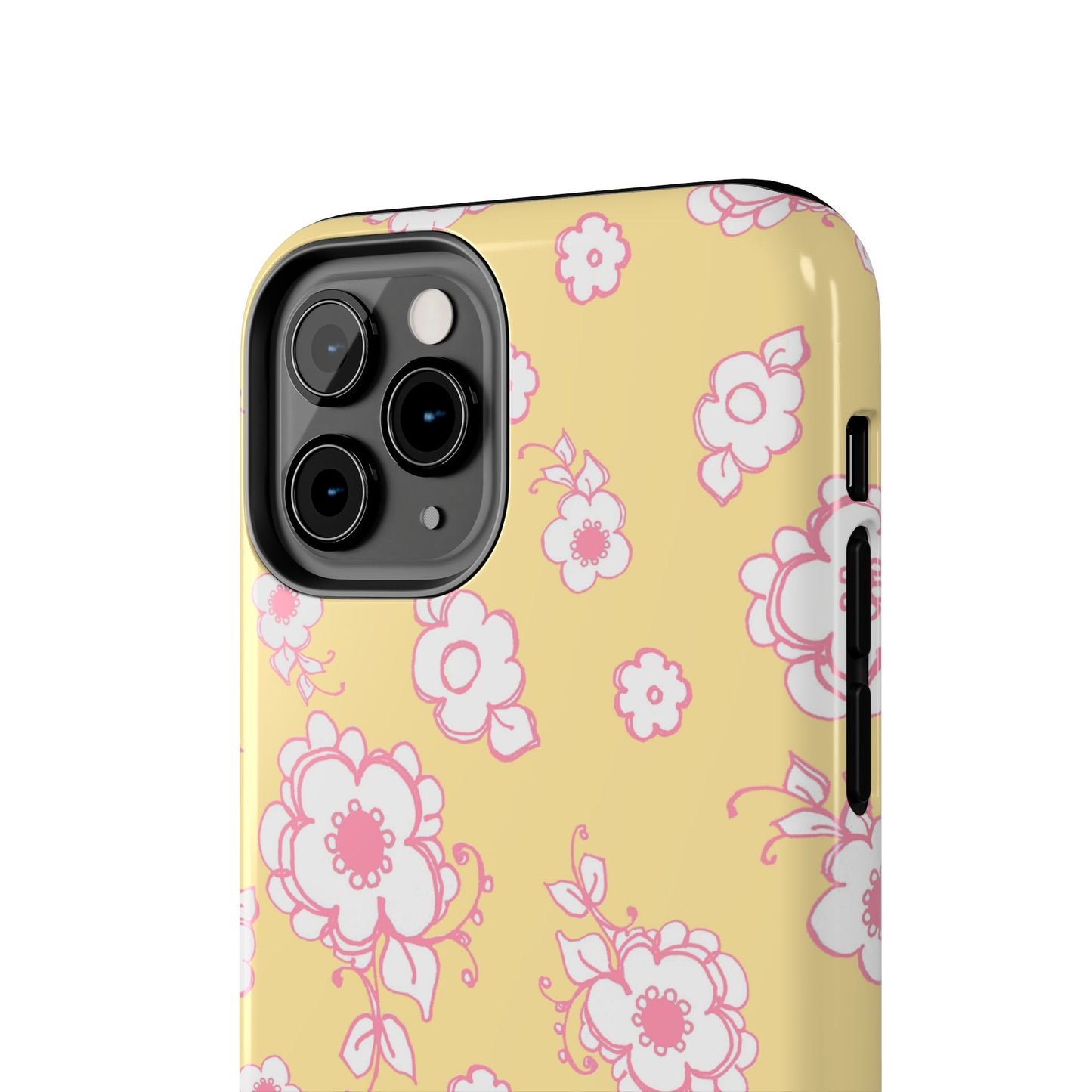 Pink Posies Yellow Phone Case