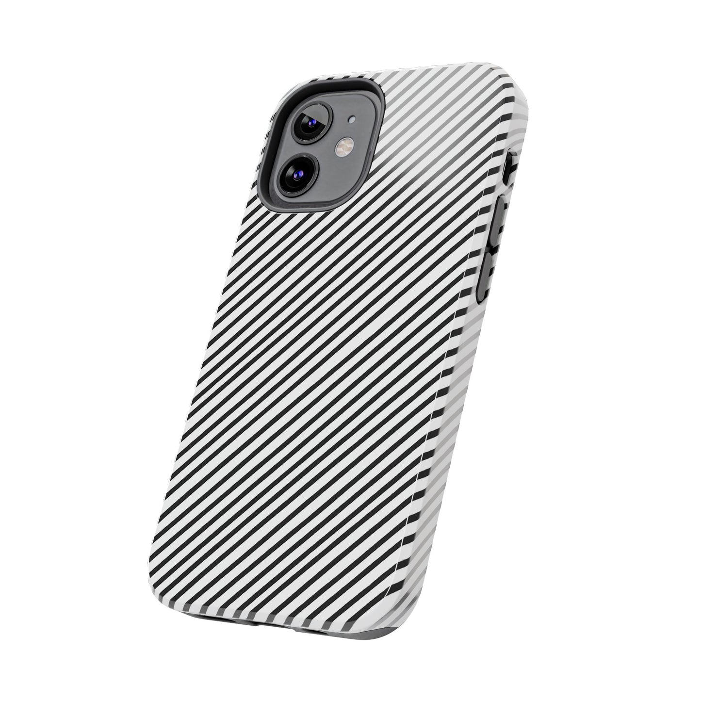Diagonal Stripe White / Black Phone Case