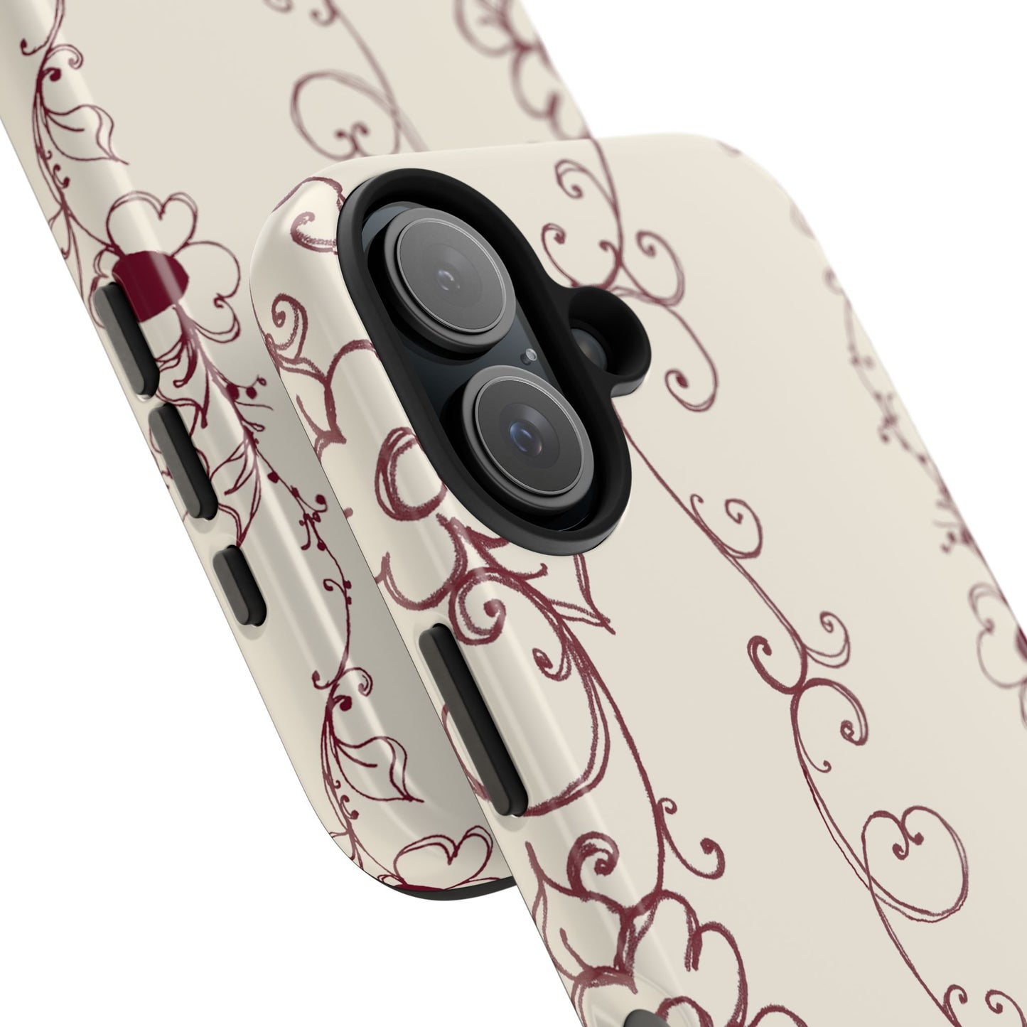 Scroll Flower Stripe Muslin / Red Phone Case