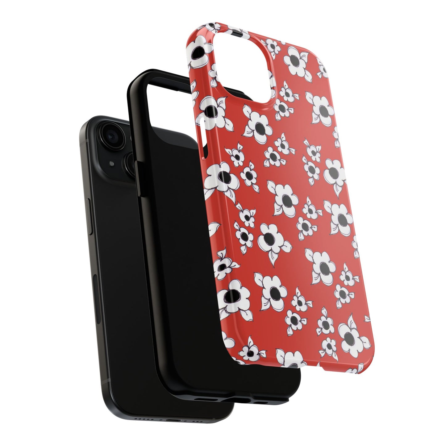 Daisy Cluster Red / Black Phone Case