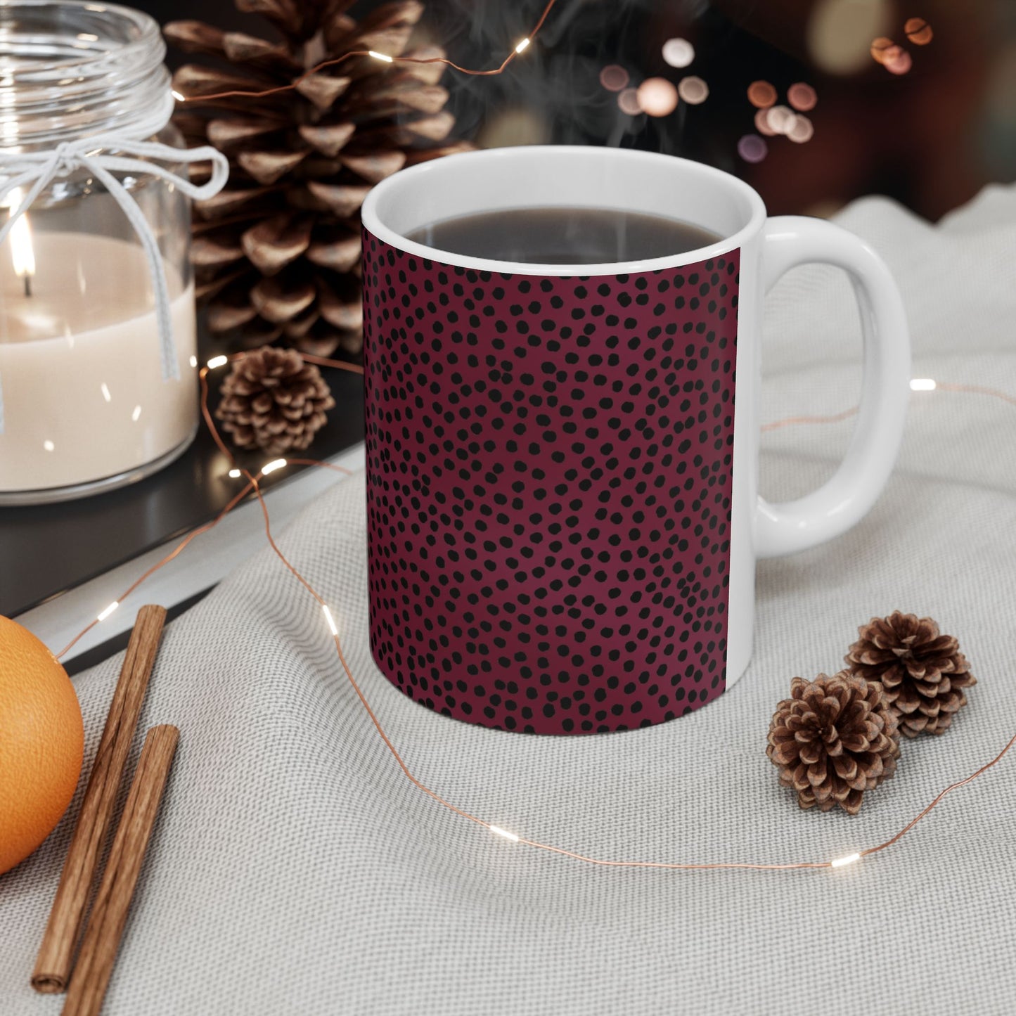 Bitty Dots Burgundy / Black Cup