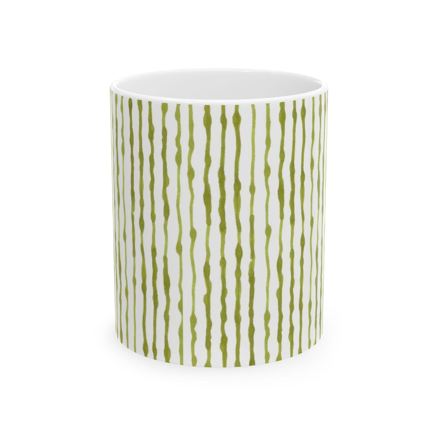 Faux Seersucker White / Green Cup