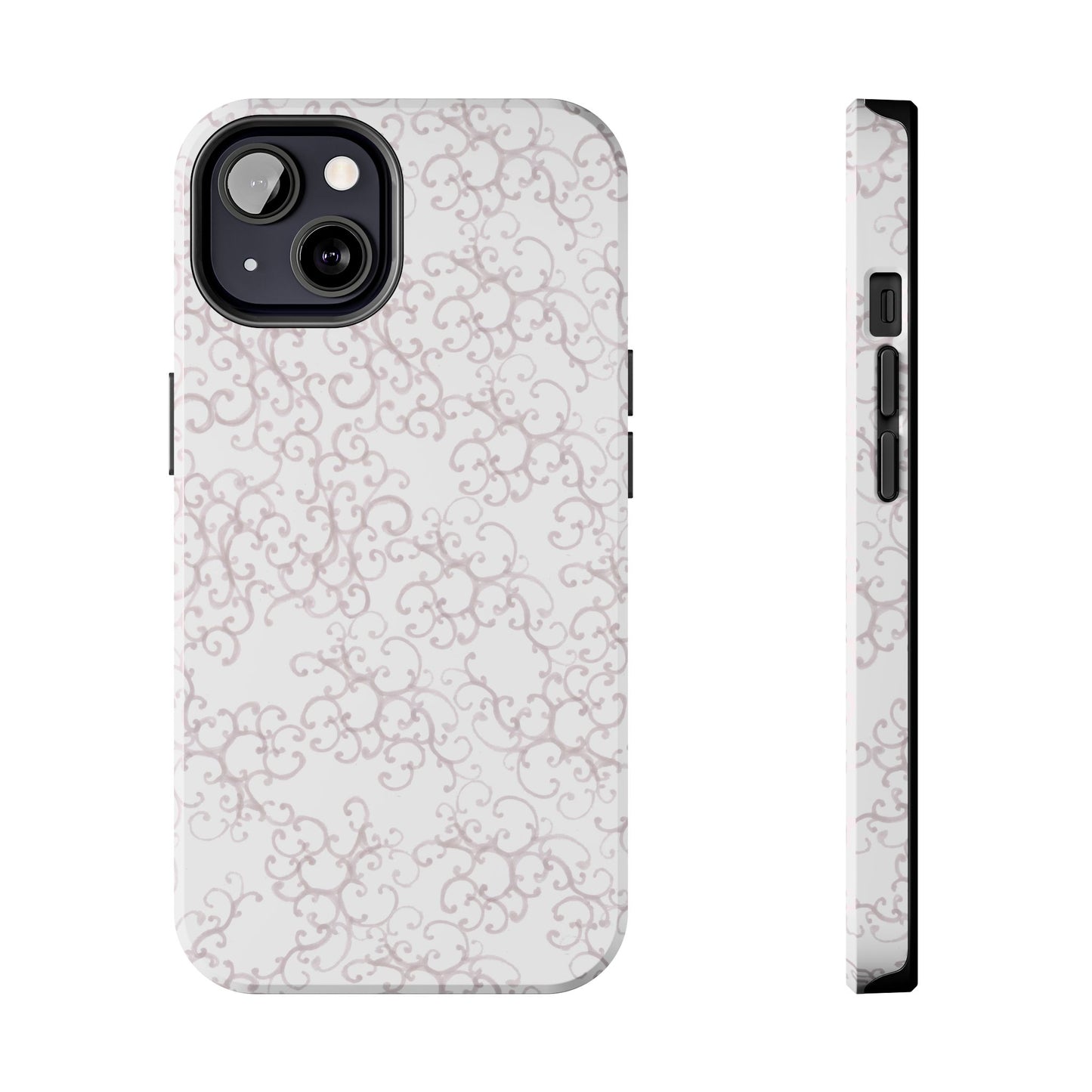 Scrollie White / Silver Phone Case