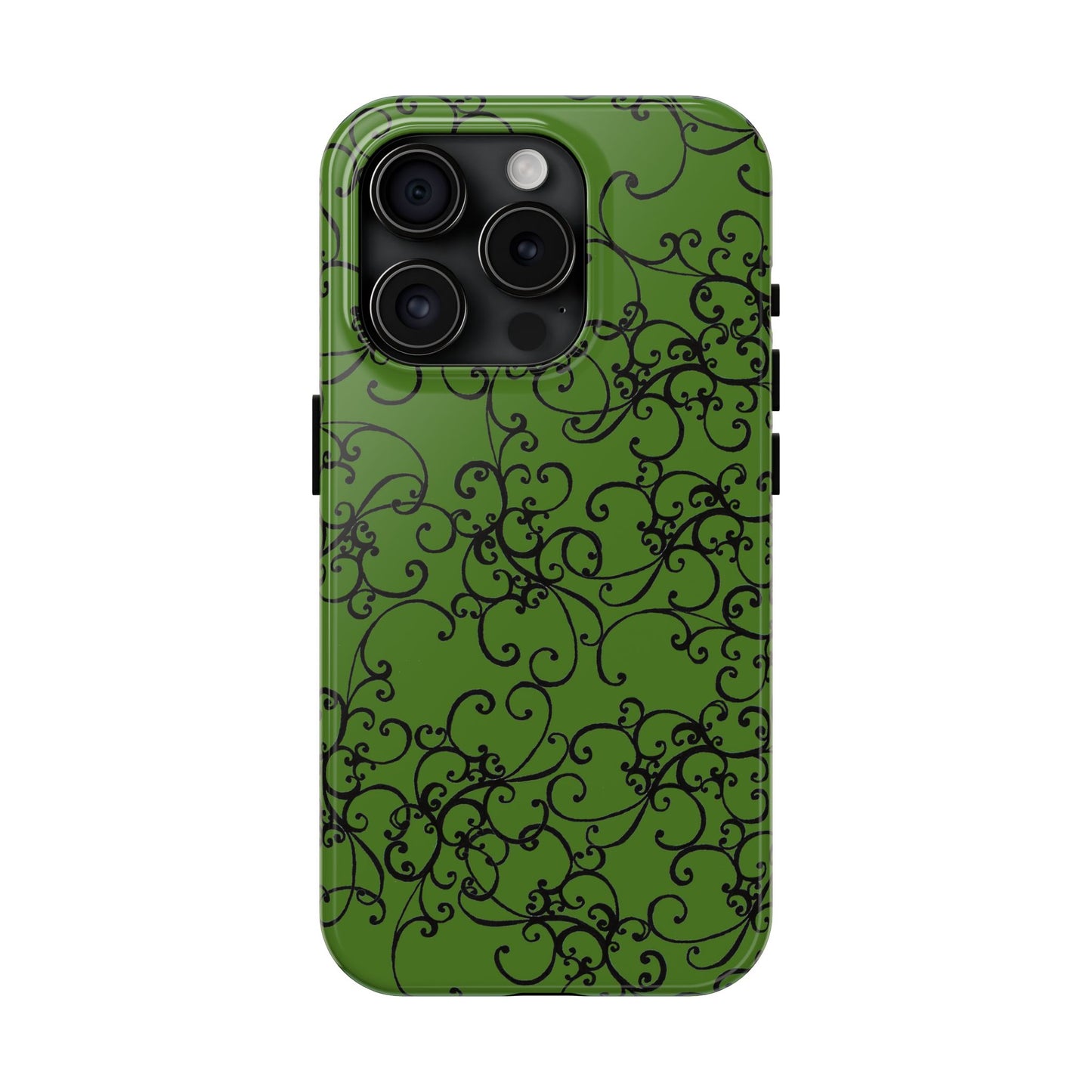 Elegant Scroll Green / Black Phone Case