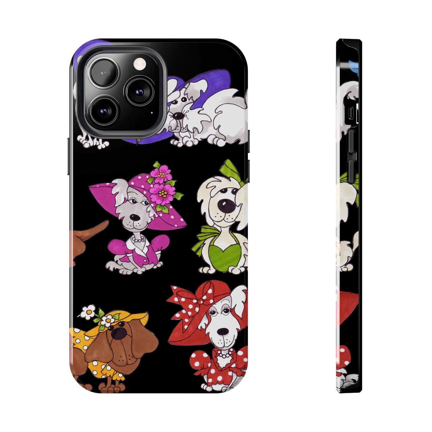Fancy Dog Line Up Black Phone Case