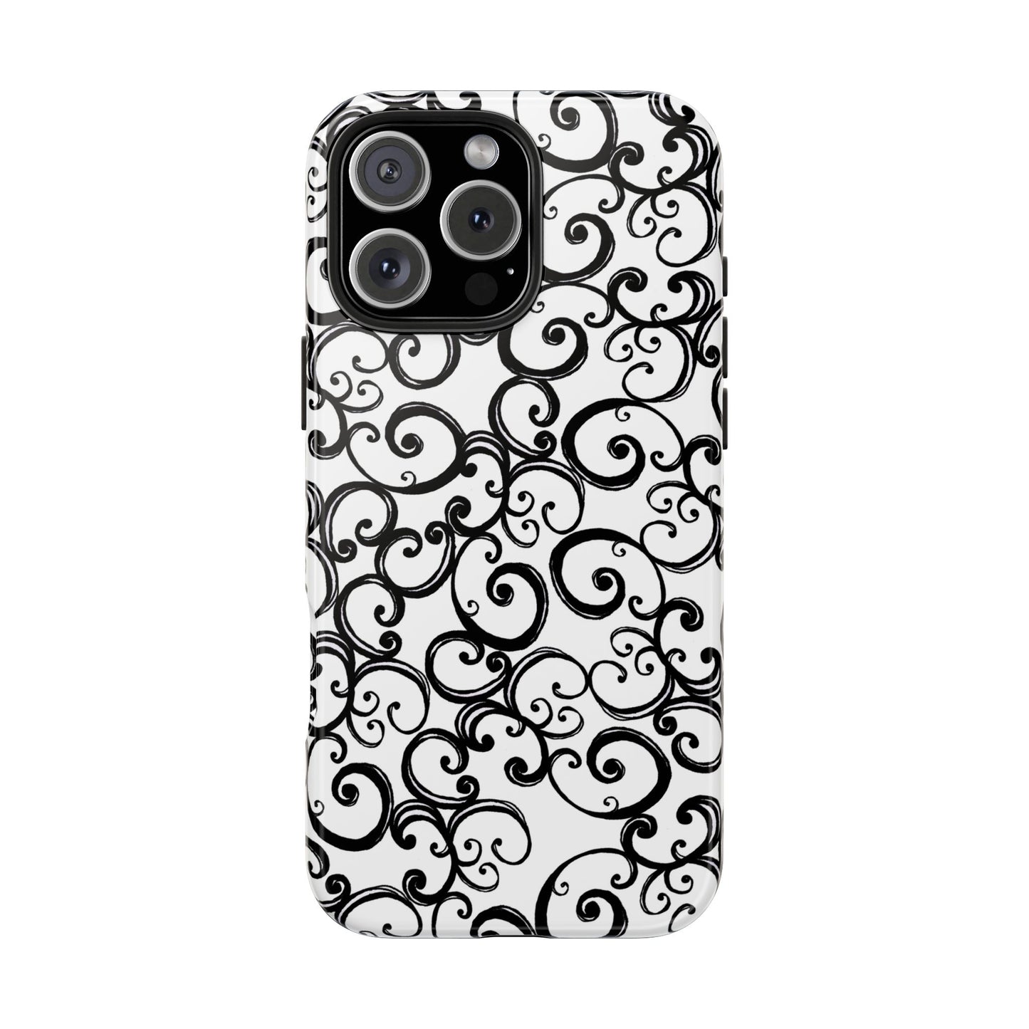 Curls White / Black Phone Case