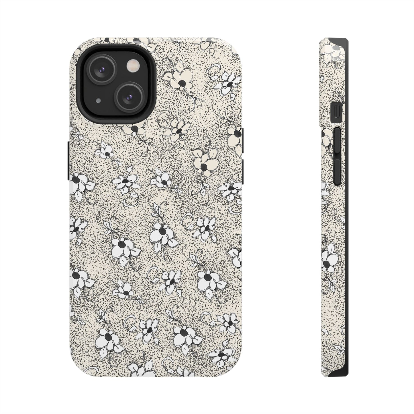 Daisy Flecks Ivory / Black Phone Case